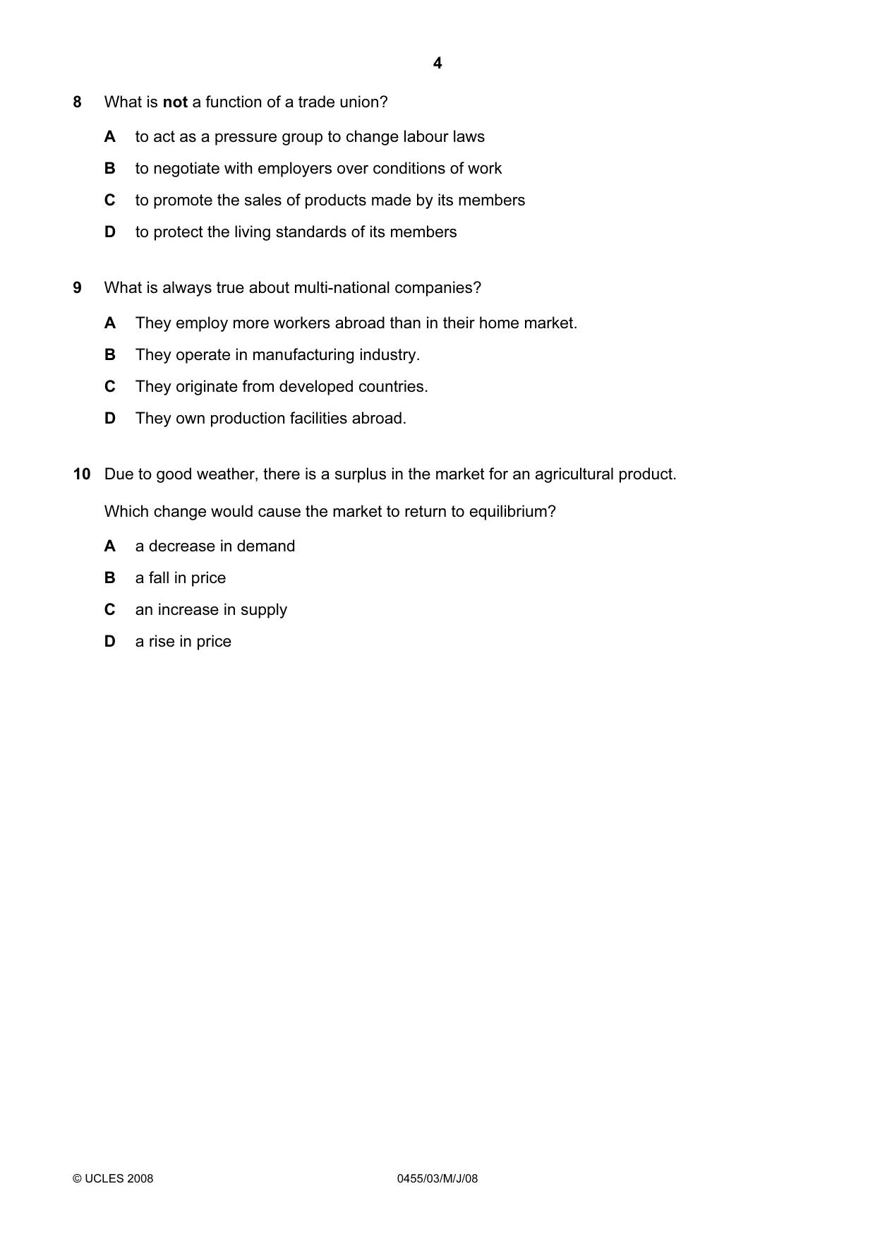 Cambridge IGCSE Economics 0455 2008 May/June Paper 3 · Variant 1 question paper, page 4 of 12