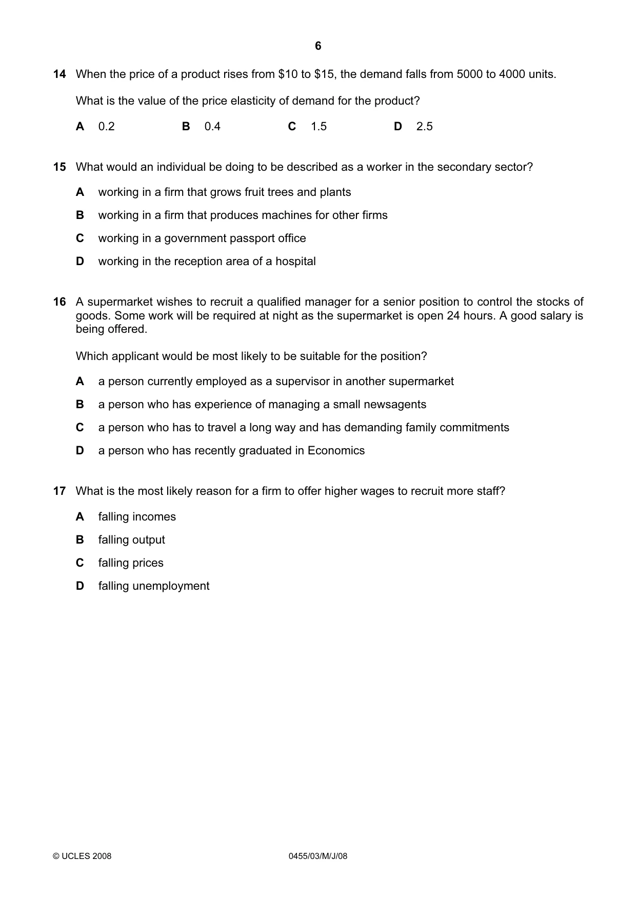 Cambridge IGCSE Economics 0455 2008 May/June Paper 3 · Variant 1 question paper, page 6 of 12