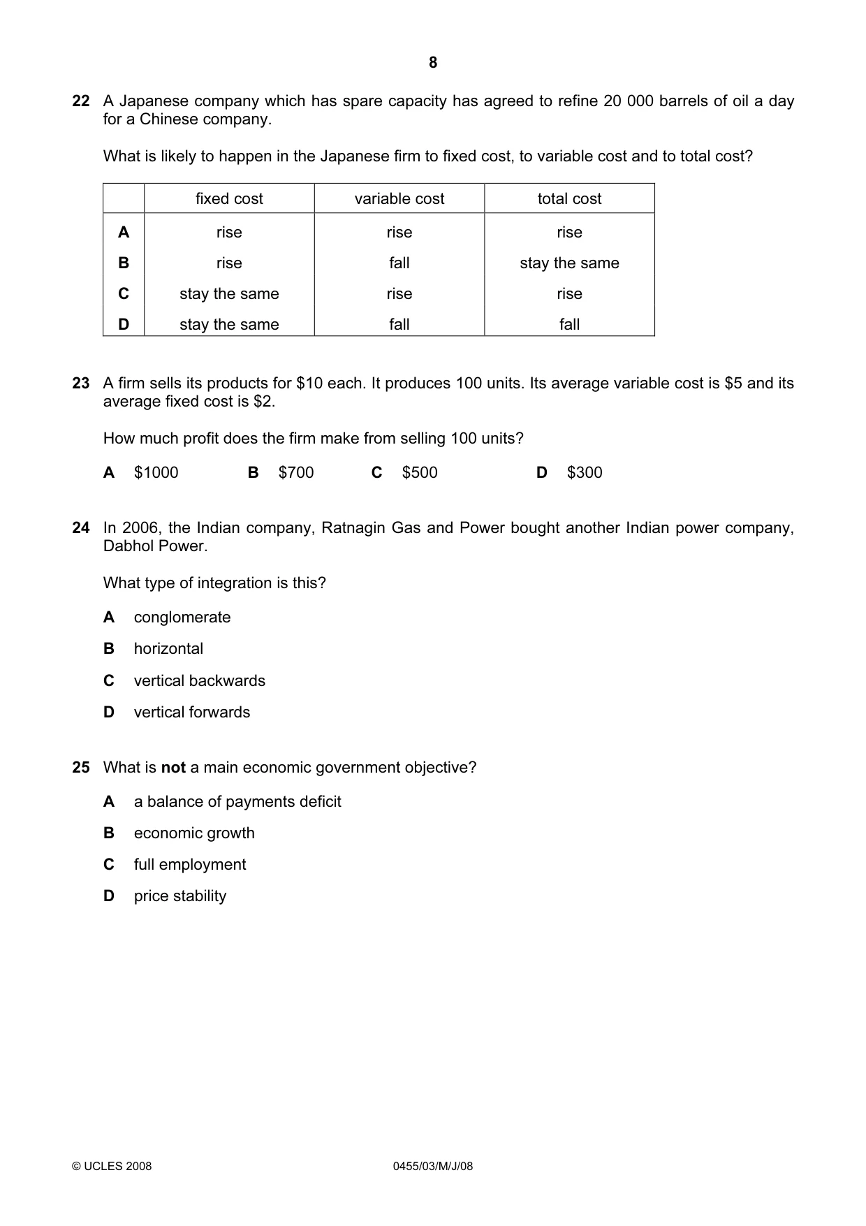 Cambridge IGCSE Economics 0455 2008 May/June Paper 3 · Variant 1 question paper, page 8 of 12
