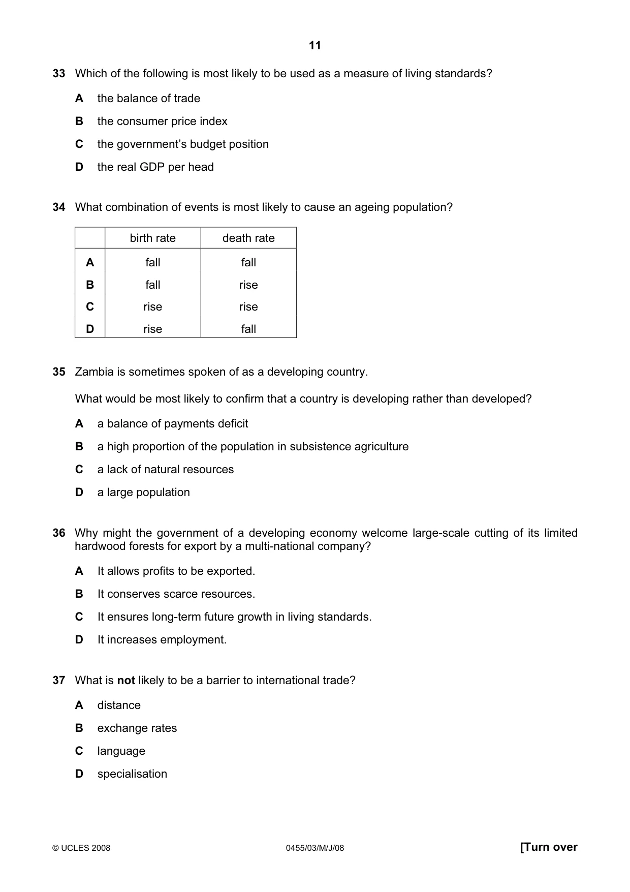 Cambridge IGCSE Economics 0455 2008 May/June Paper 3 · Variant 1 question paper, page 11 of 12