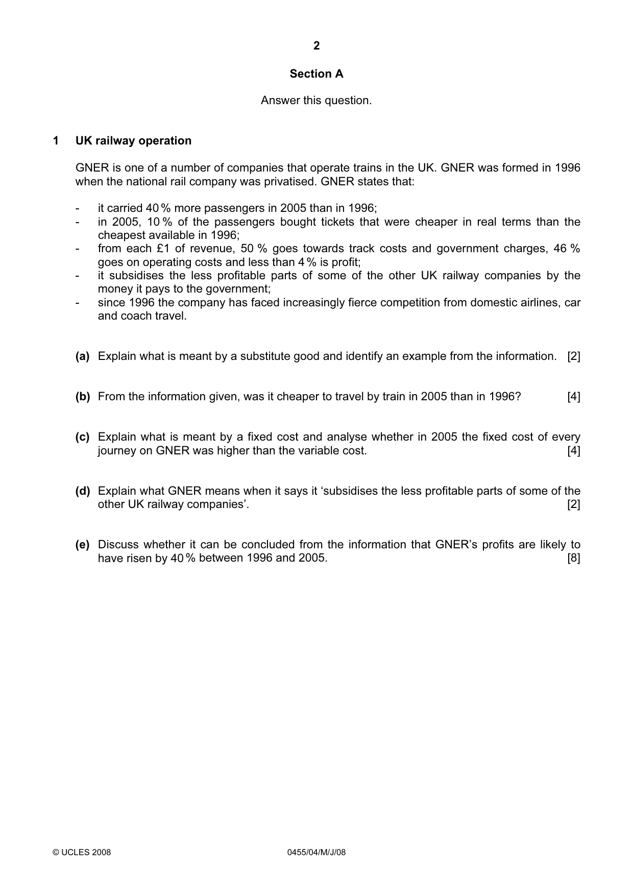 Cambridge IGCSE Economics 0455 2008 May/June Paper 4 · Variant 1 question paper, page 2 of 4