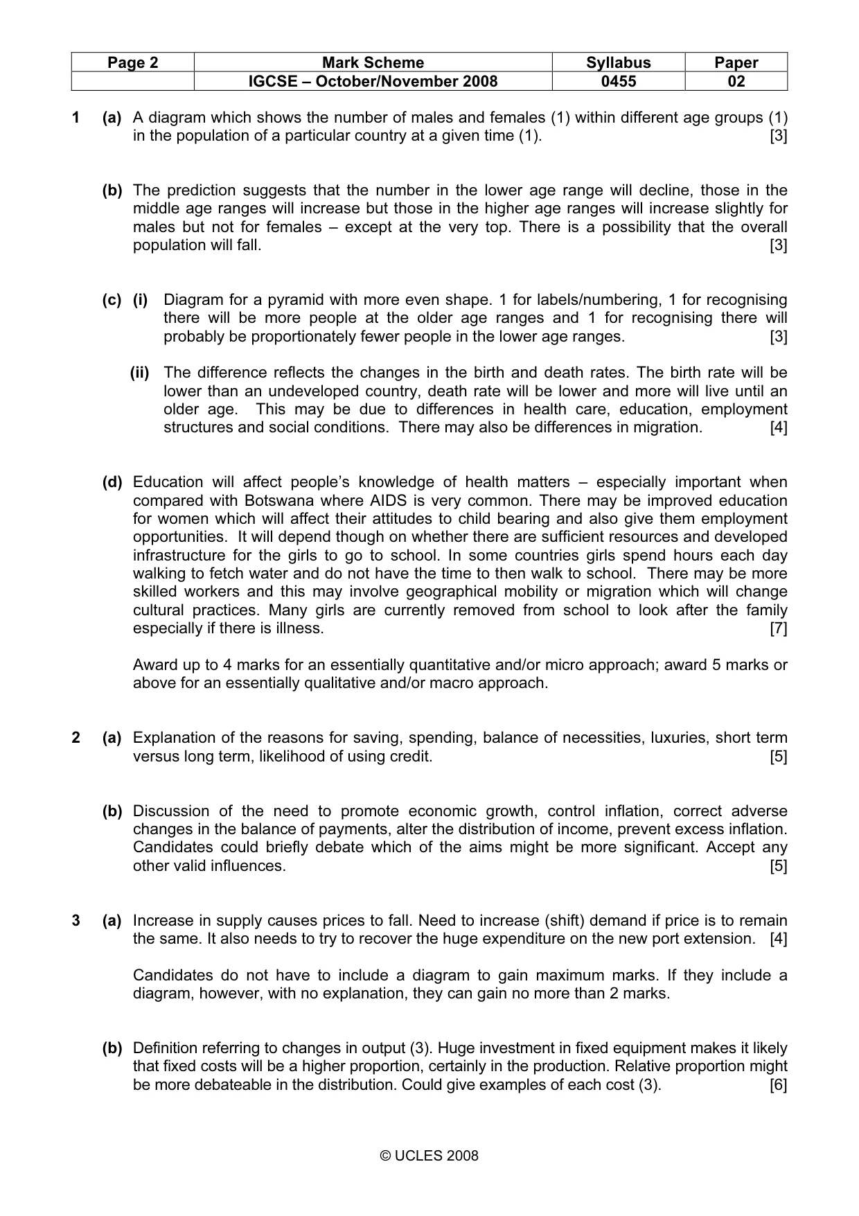 Mark scheme, page 2 of 3