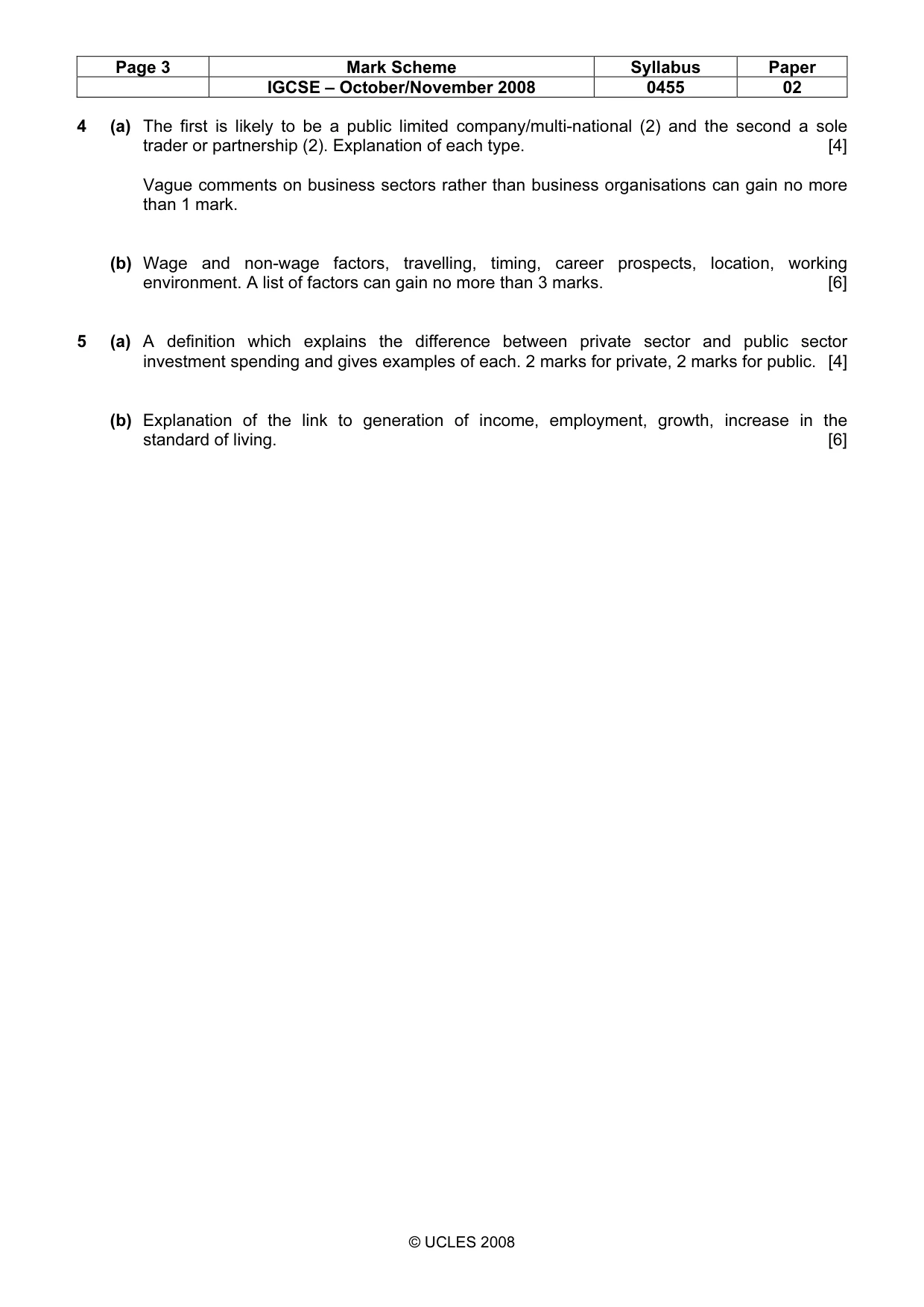 Mark scheme, page 3 of 3
