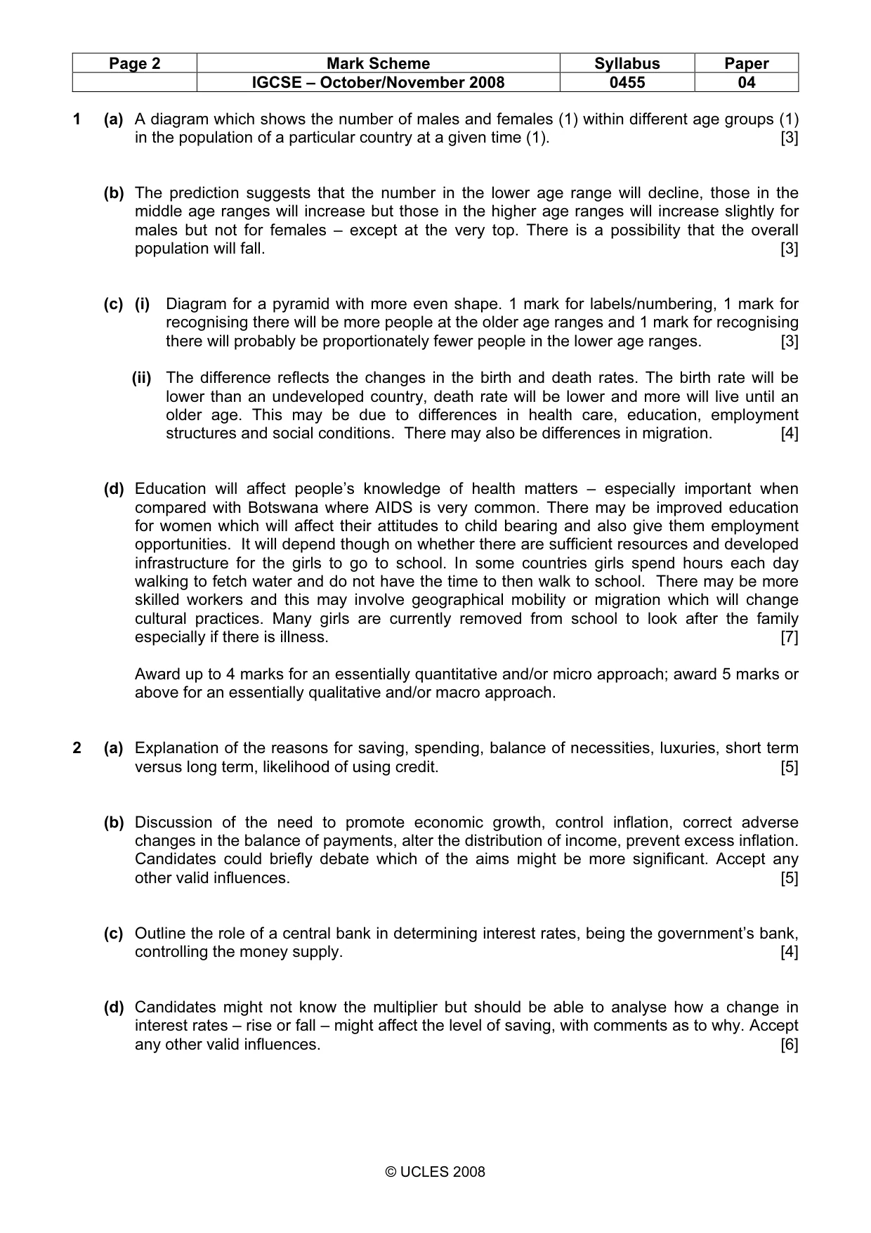 Mark scheme, page 2 of 4