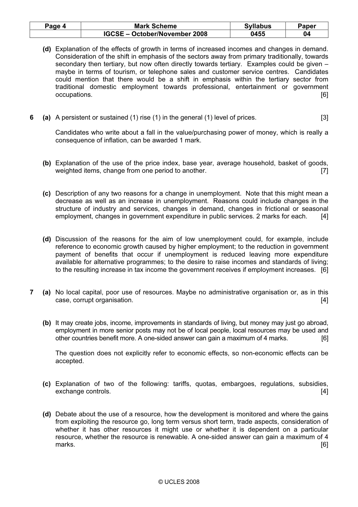 Mark scheme, page 4 of 4