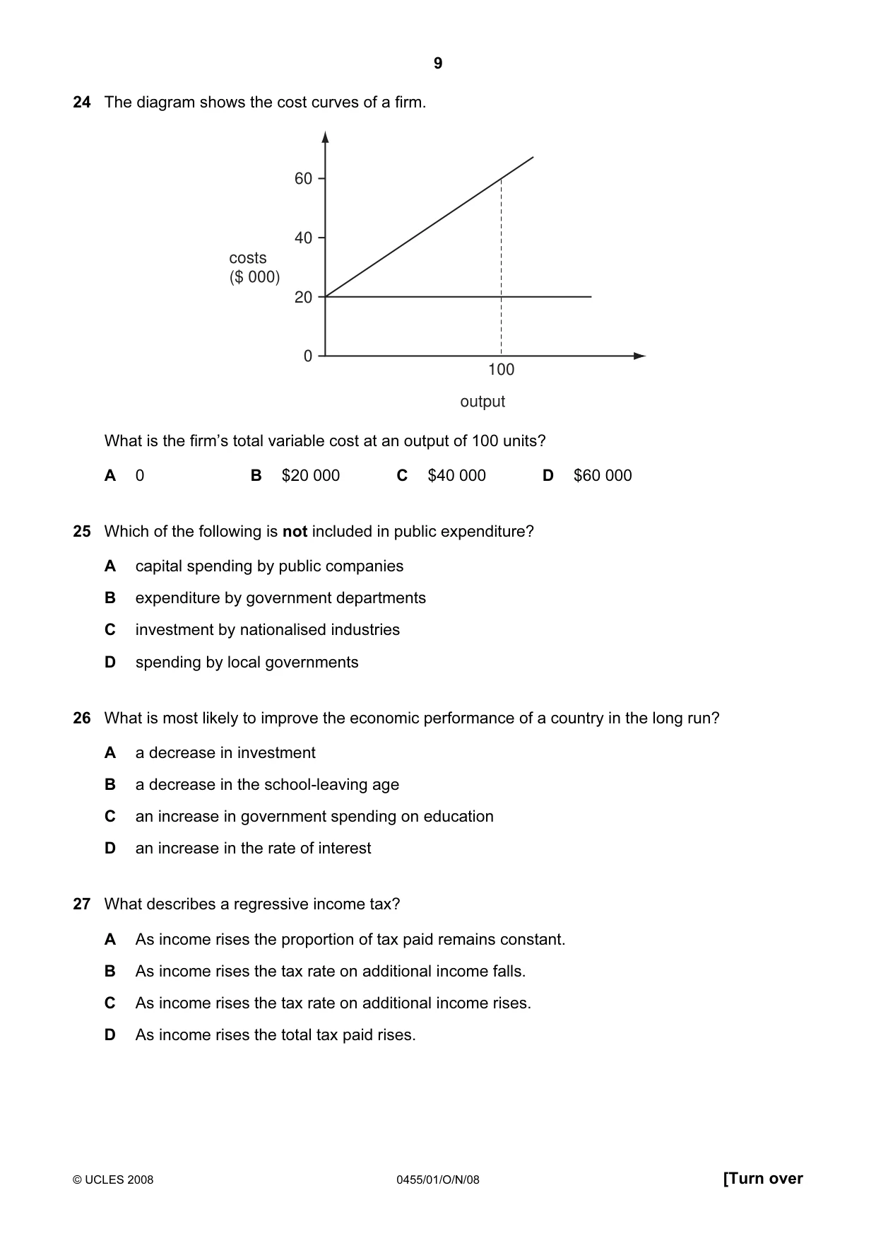 Cambridge IGCSE Economics 0455 2008 Oct/Nov Paper 1 · Variant 1 question paper, page 9 of 16