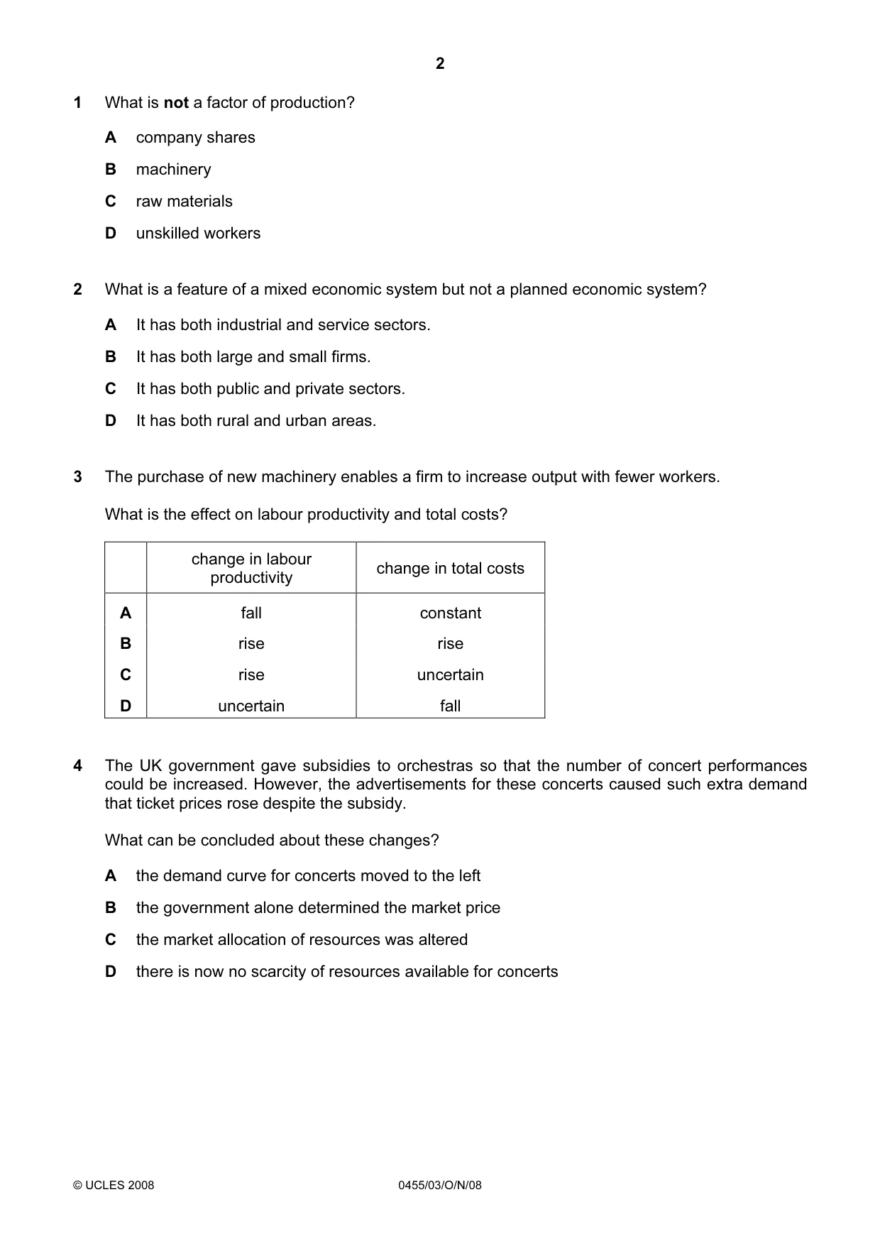 Cambridge IGCSE Economics 0455 2008 Oct/Nov Paper 3 · Variant 1 question paper, page 2 of 12
