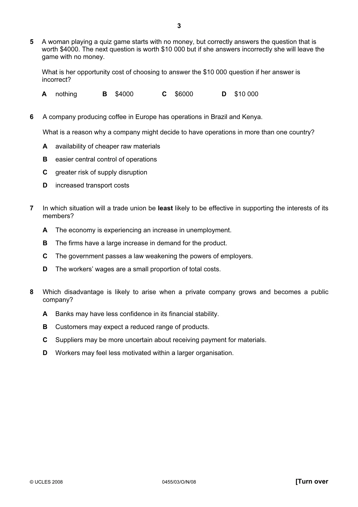 Cambridge IGCSE Economics 0455 2008 Oct/Nov Paper 3 · Variant 1 question paper, page 3 of 12