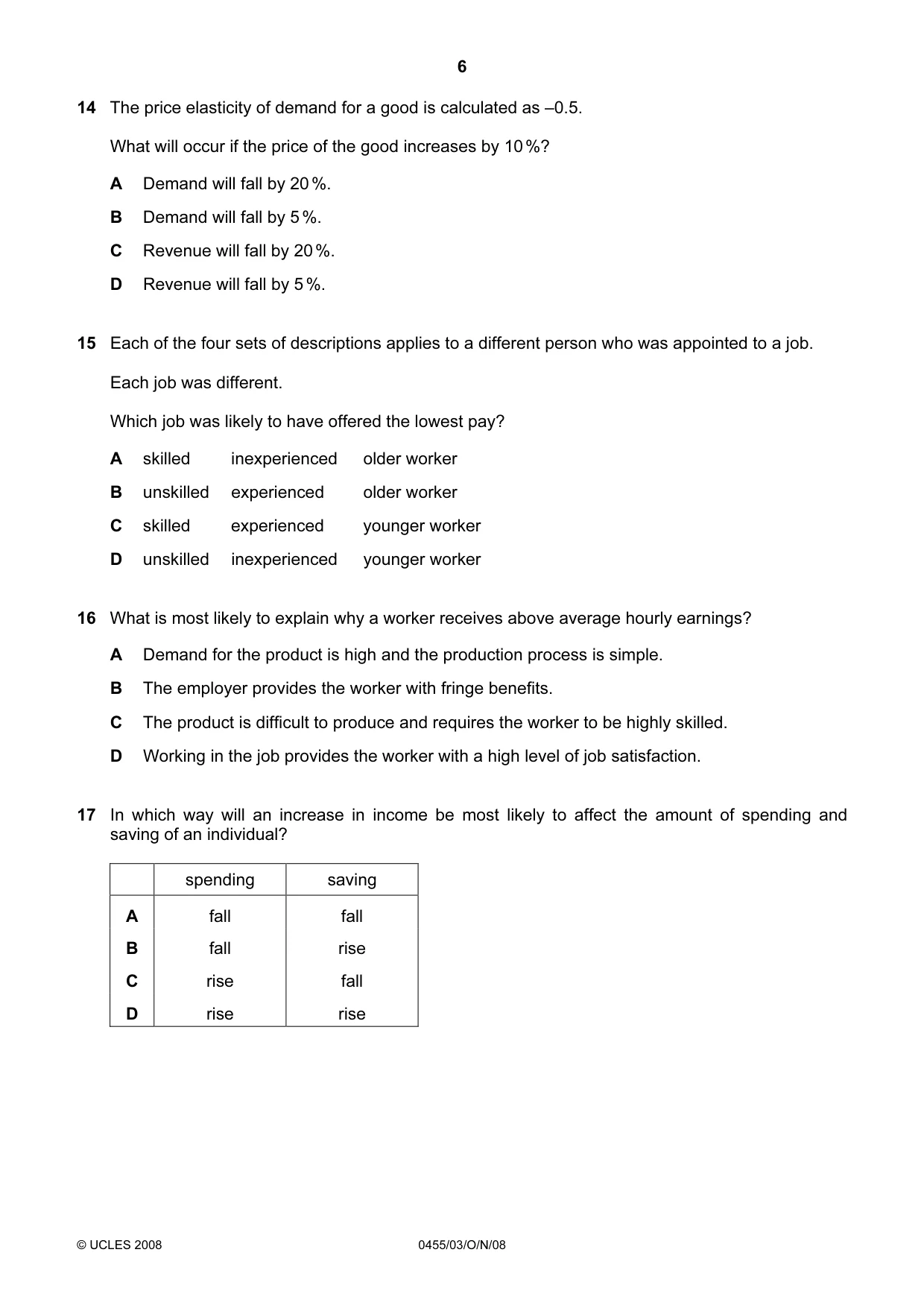 Cambridge IGCSE Economics 0455 2008 Oct/Nov Paper 3 · Variant 1 question paper, page 6 of 12