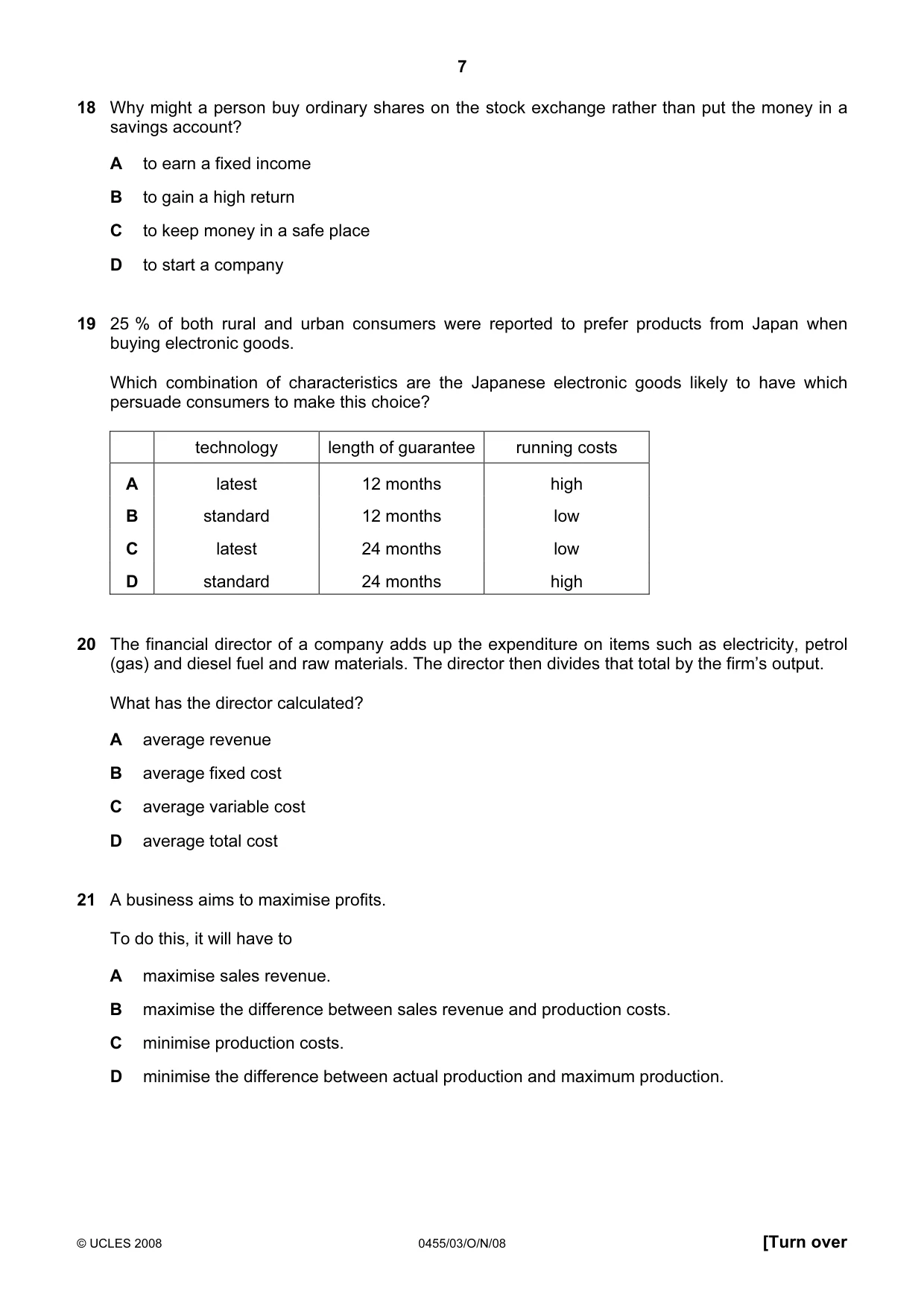 Cambridge IGCSE Economics 0455 2008 Oct/Nov Paper 3 · Variant 1 question paper, page 7 of 12