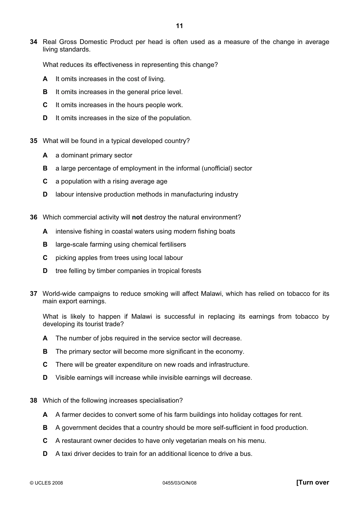 Cambridge IGCSE Economics 0455 2008 Oct/Nov Paper 3 · Variant 1 question paper, page 11 of 12
