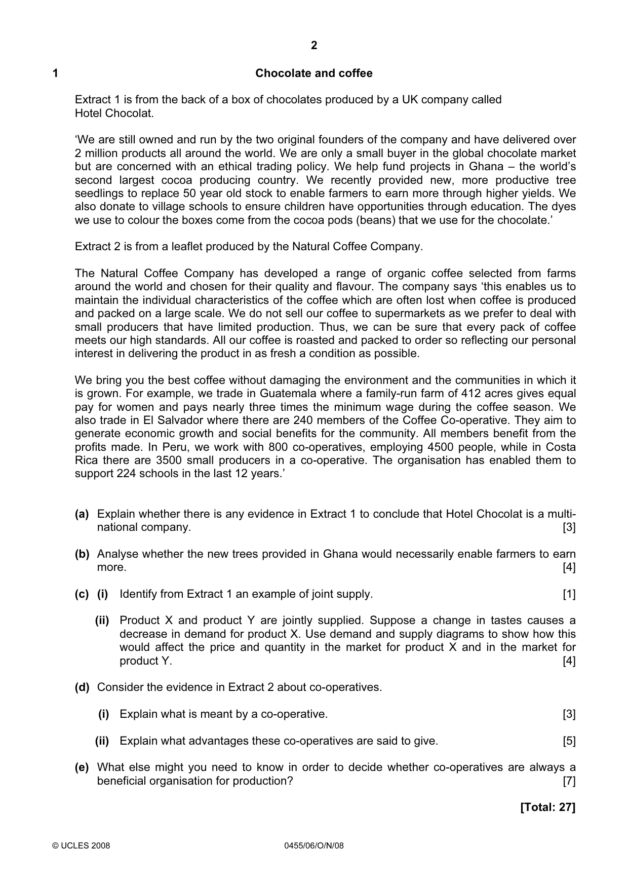 Cambridge IGCSE Economics 0455 2008 Oct/Nov Paper 6 · Variant 1 question paper, page 2 of 4