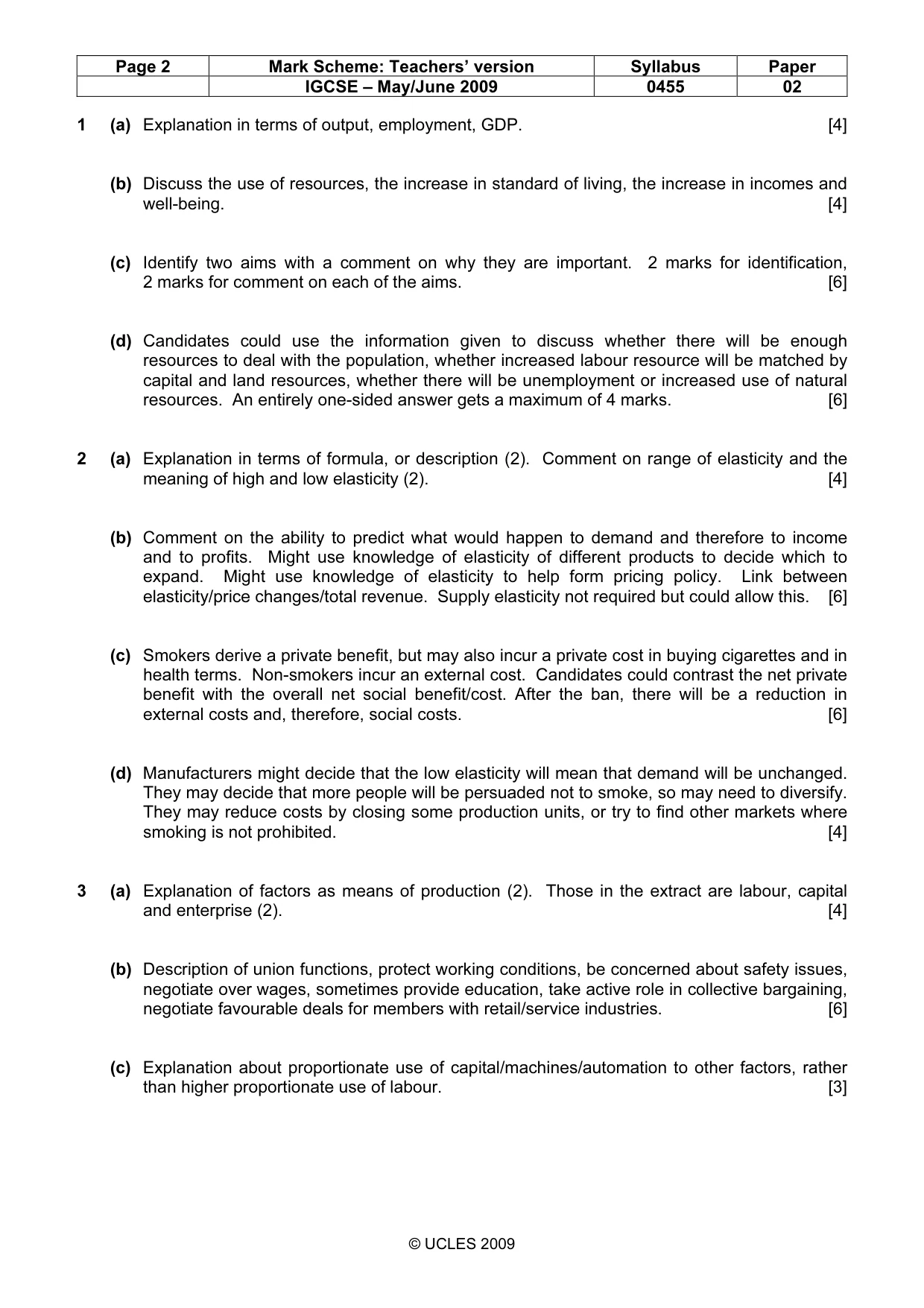 Mark scheme, page 2 of 3
