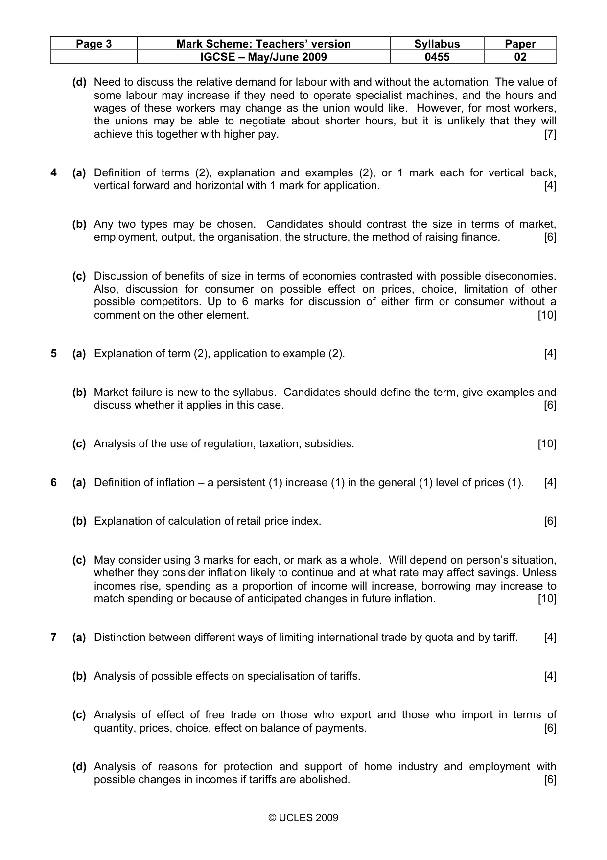 Mark scheme, page 3 of 3