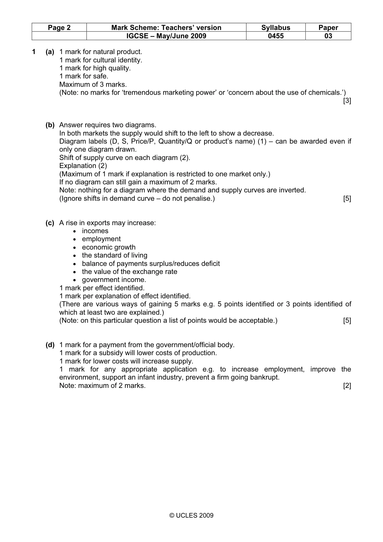Mark scheme, page 2 of 4