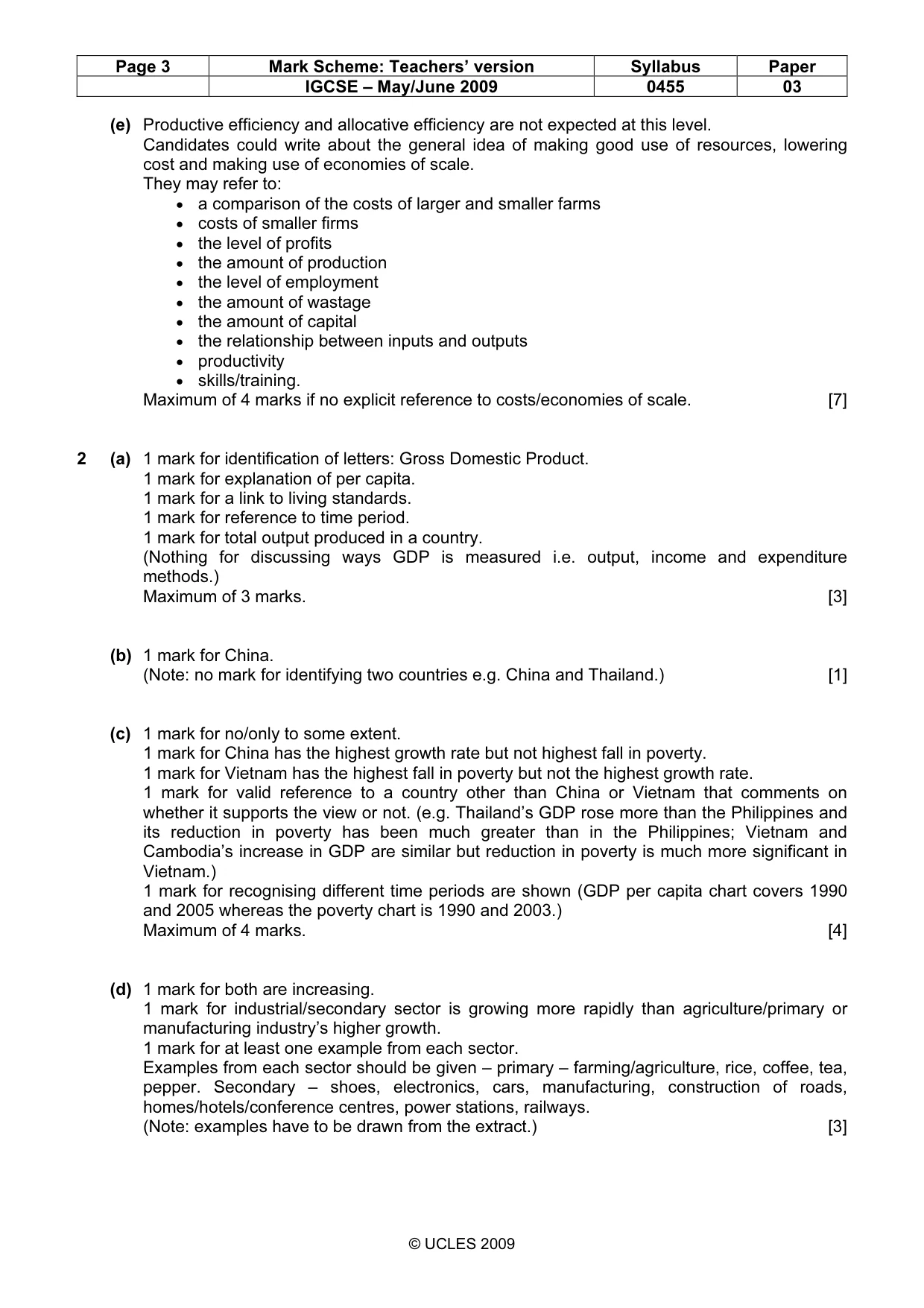 Mark scheme, page 3 of 4