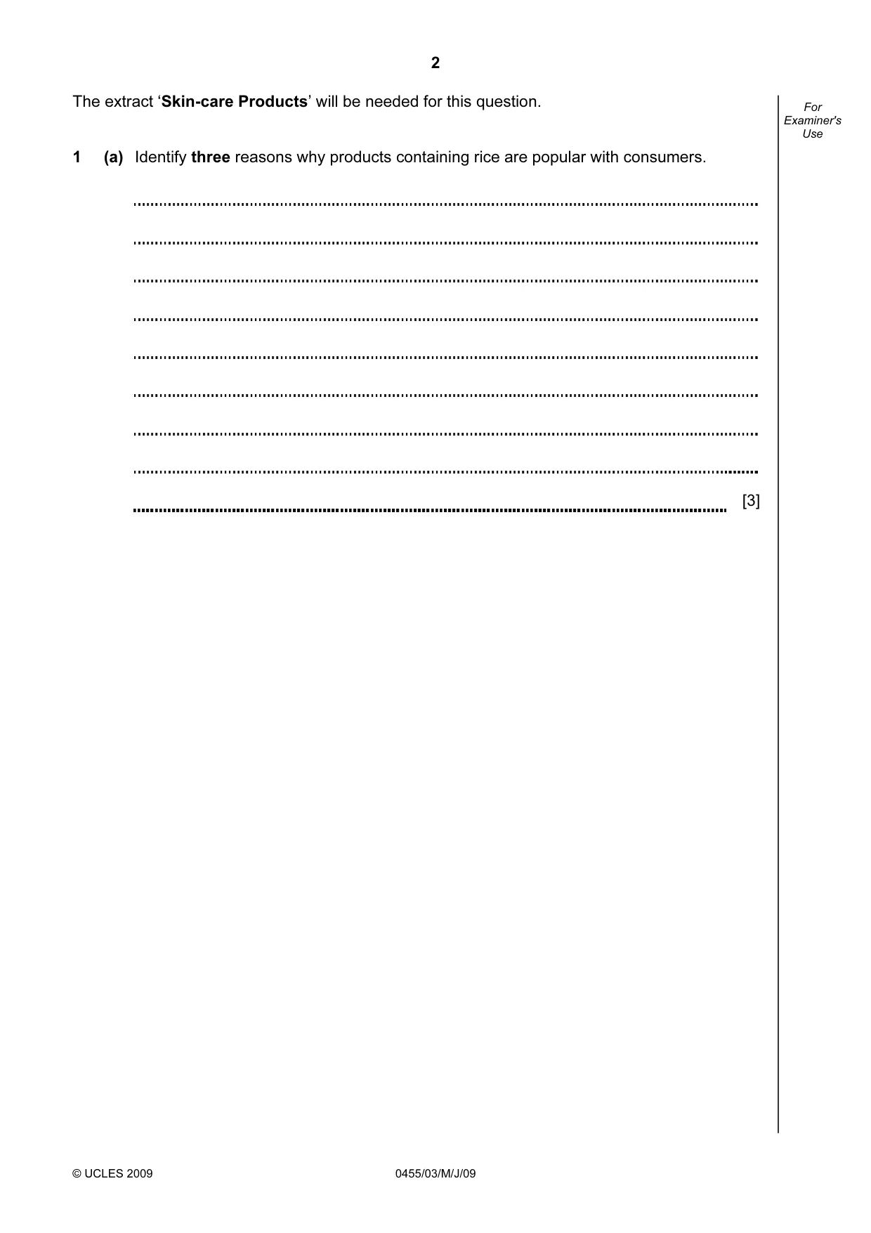 Cambridge IGCSE Economics 0455 2009 May/June Paper 3 · Variant 1 question paper, page 2 of 8