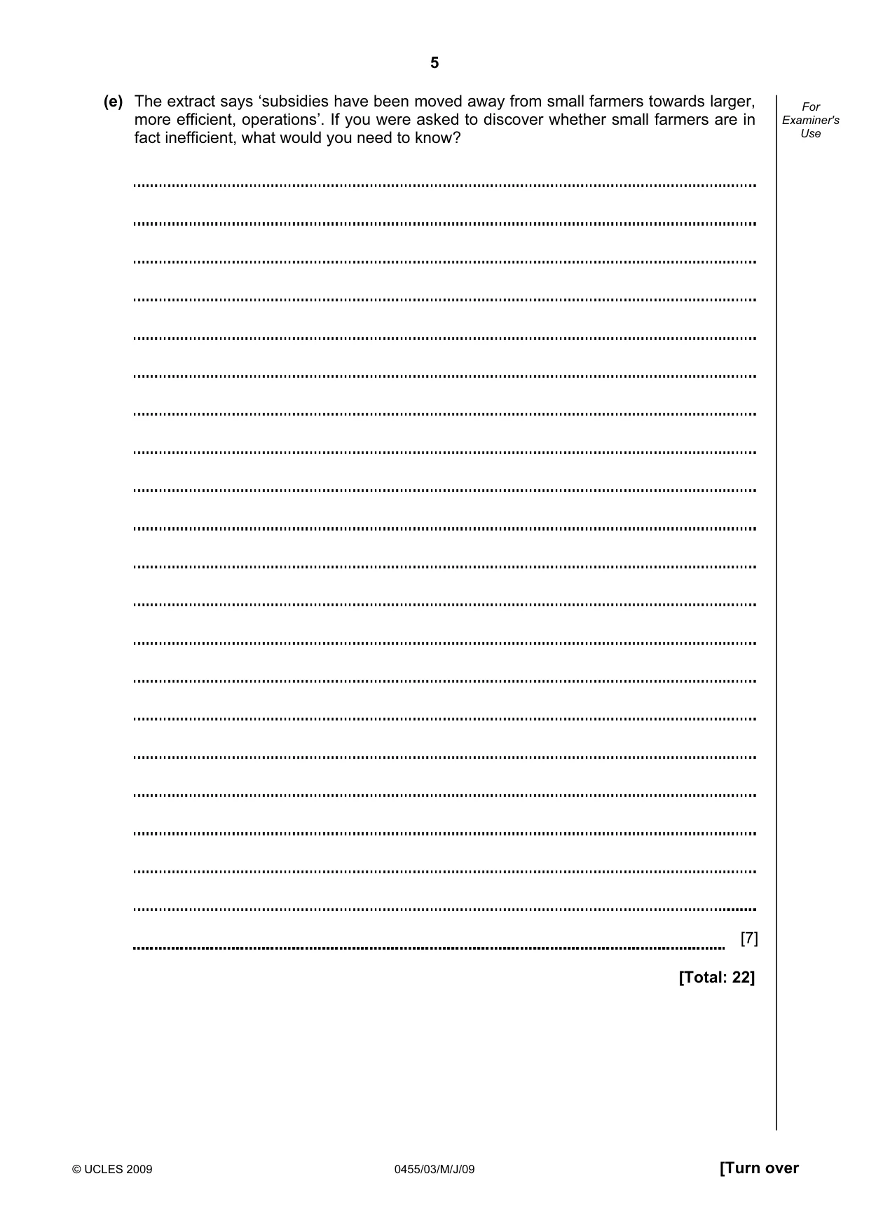 Cambridge IGCSE Economics 0455 2009 May/June Paper 3 · Variant 1 question paper, page 5 of 8
