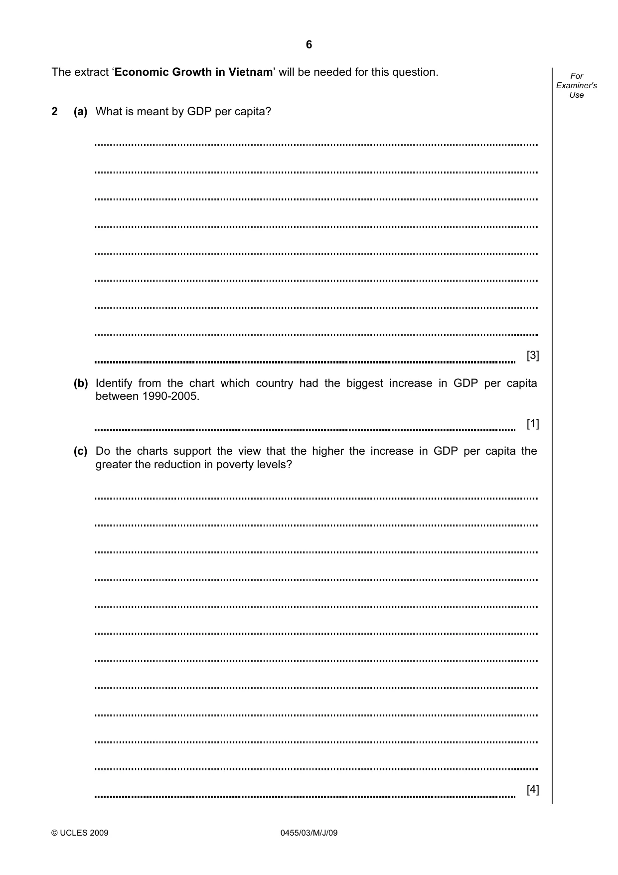 Cambridge IGCSE Economics 0455 2009 May/June Paper 3 · Variant 1 question paper, page 6 of 8