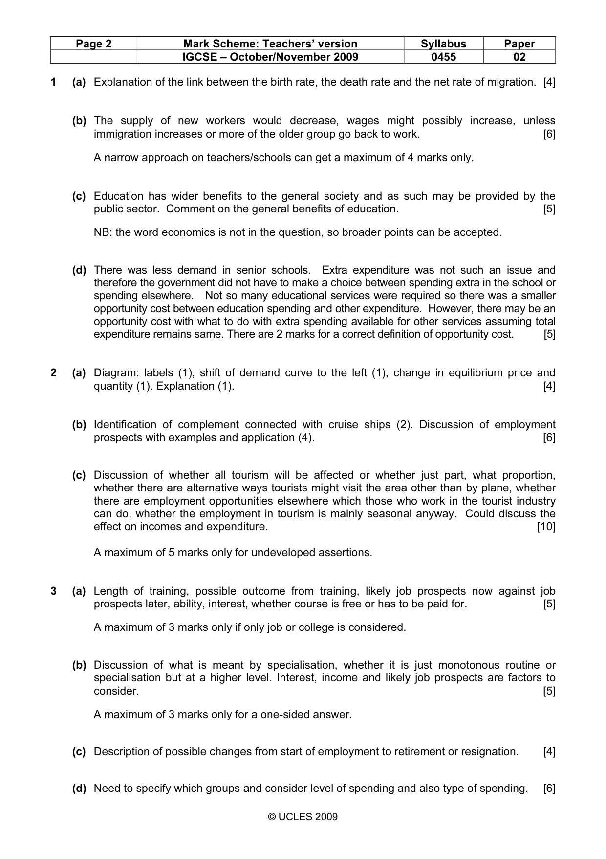 Mark scheme, page 2 of 4