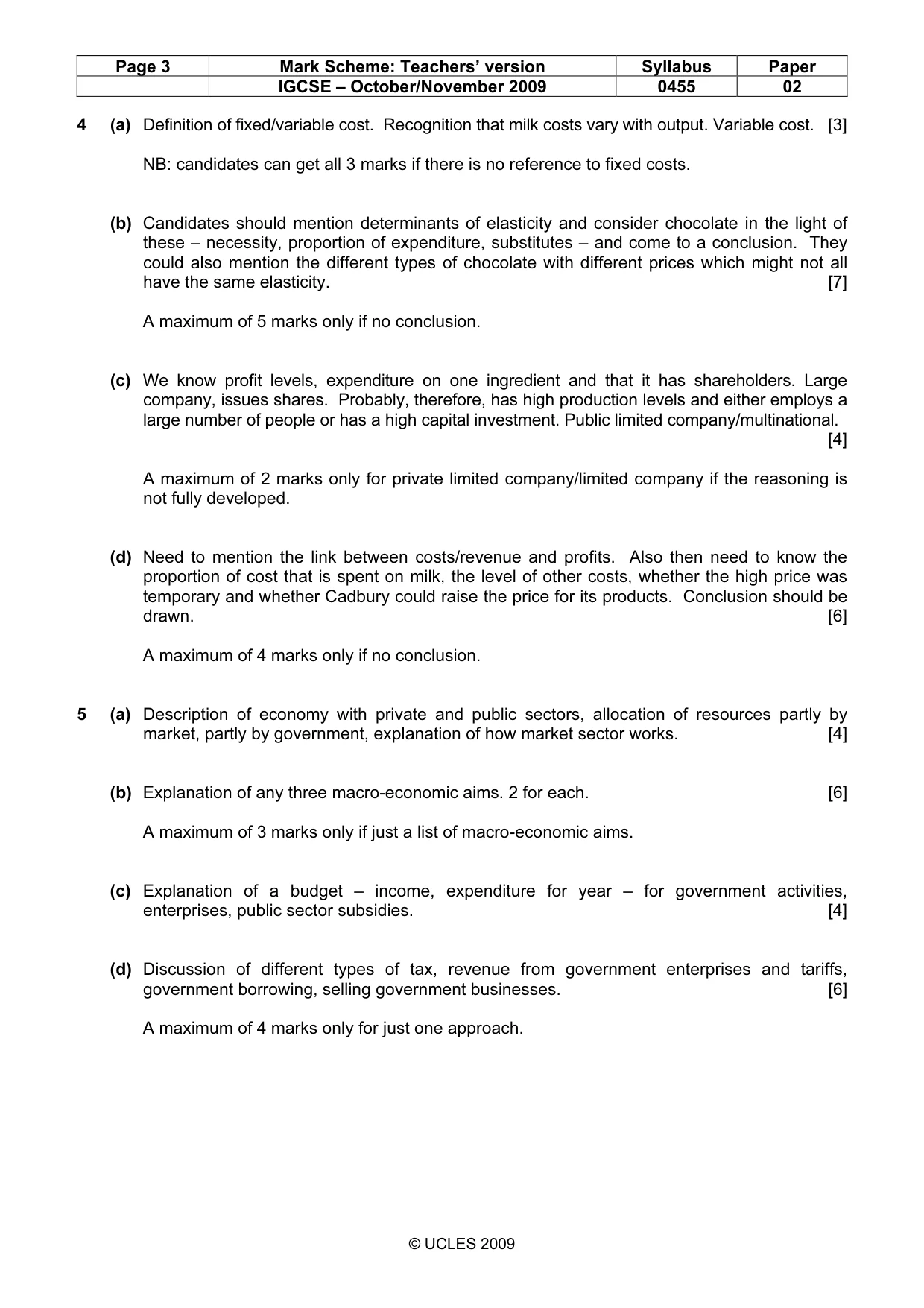 Mark scheme, page 3 of 4