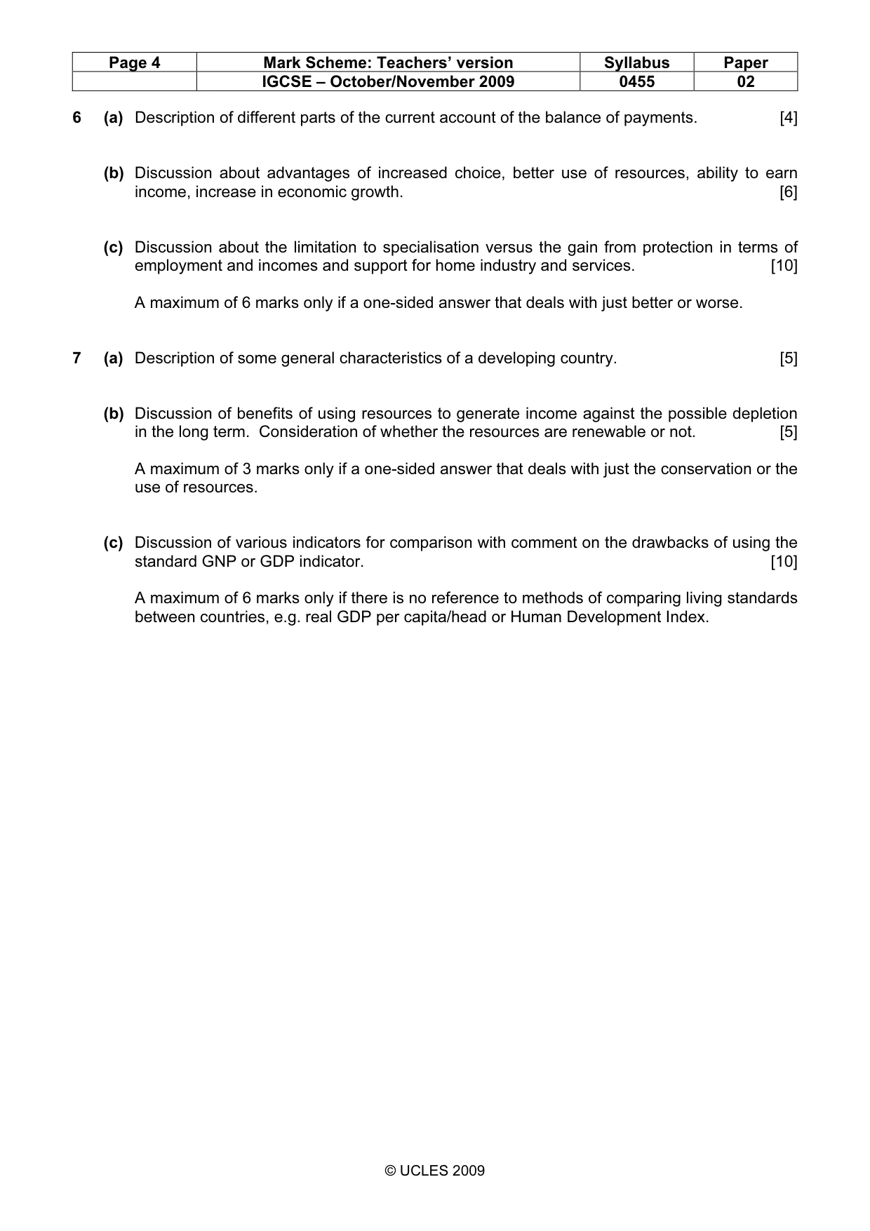 Mark scheme, page 4 of 4