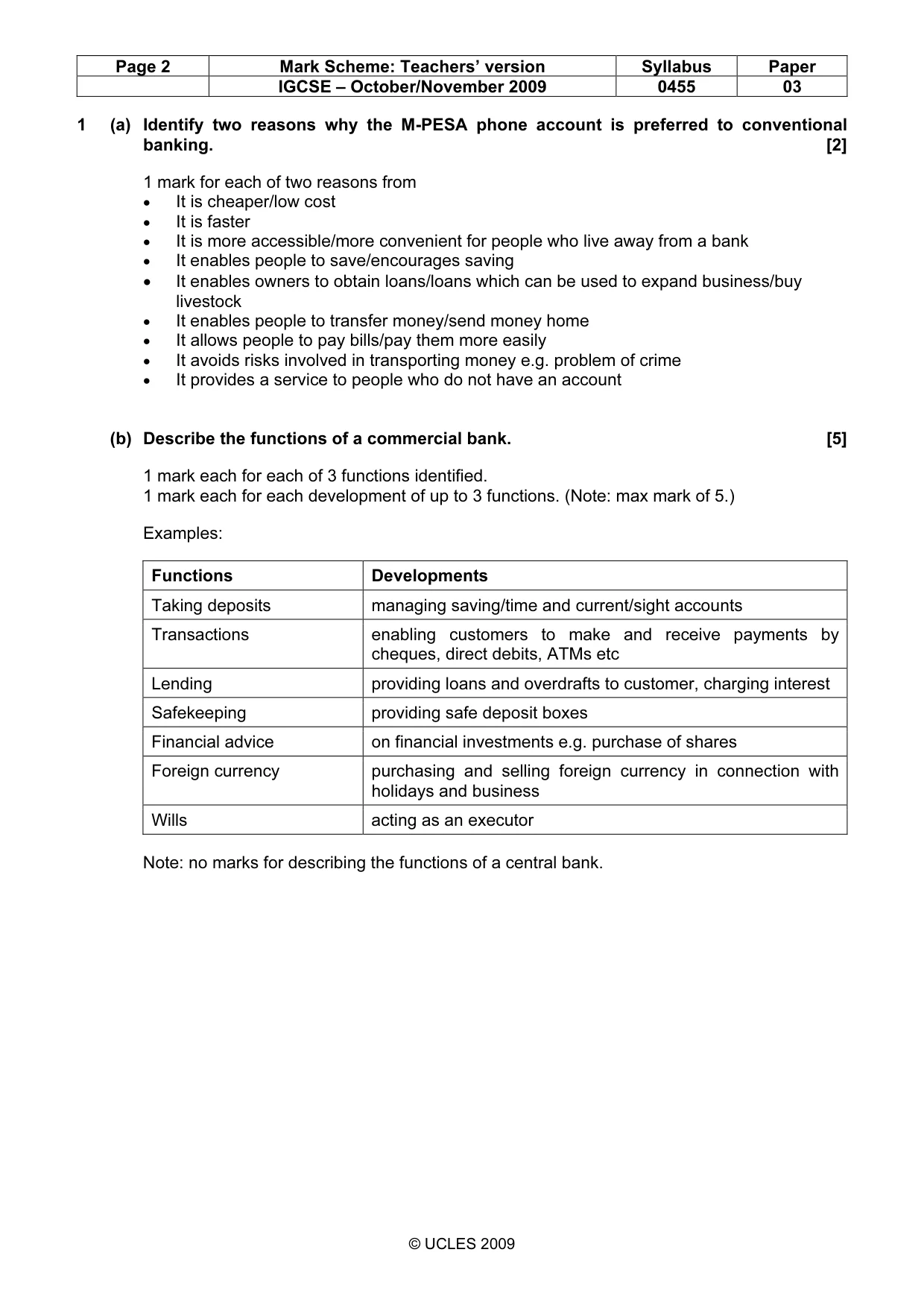 Mark scheme, page 2 of 4