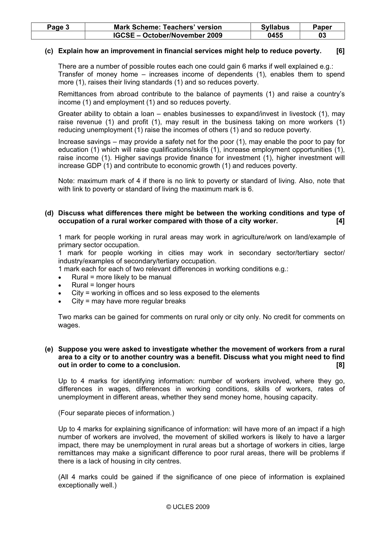 Mark scheme, page 3 of 4