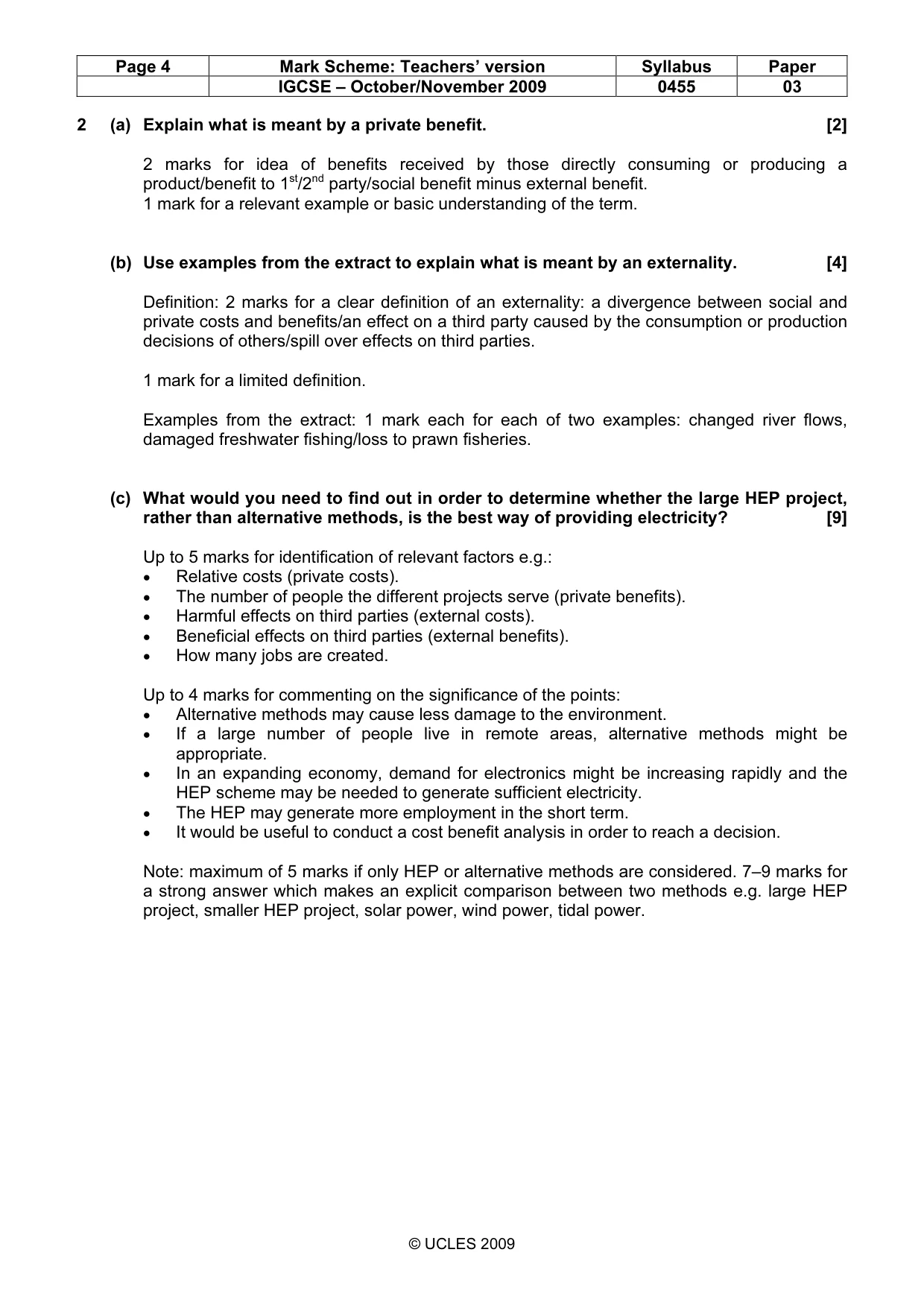 Mark scheme, page 4 of 4