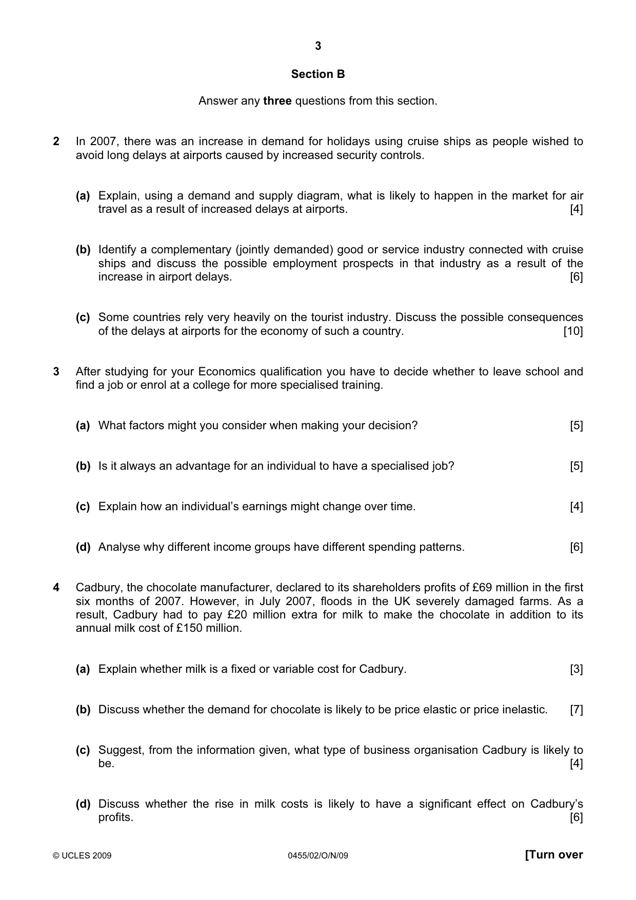 Cambridge IGCSE Economics 0455 2009 Oct/Nov Paper 2 · Variant 1 question paper, page 3 of 4