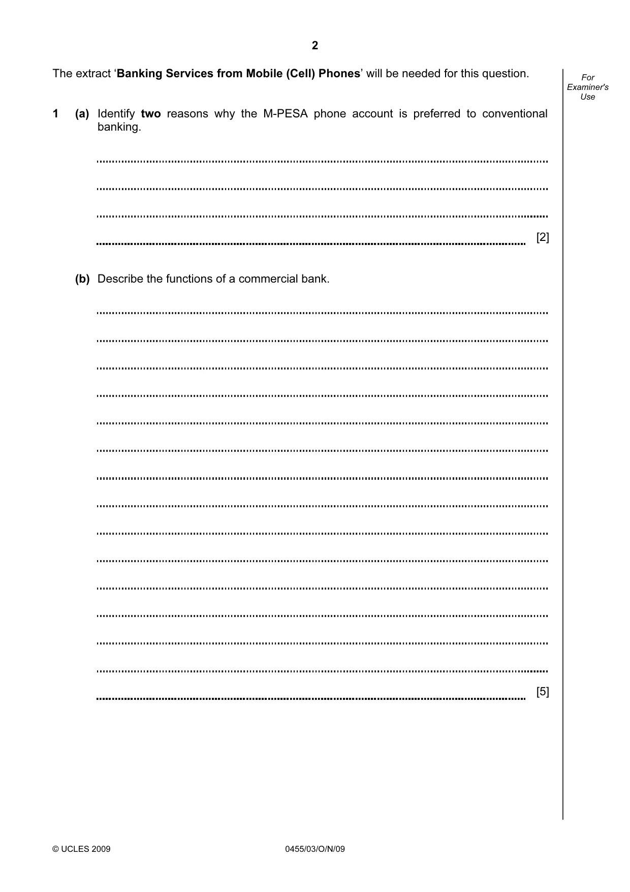 Cambridge IGCSE Economics 0455 2009 Oct/Nov Paper 3 · Variant 1 question paper, page 2 of 8
