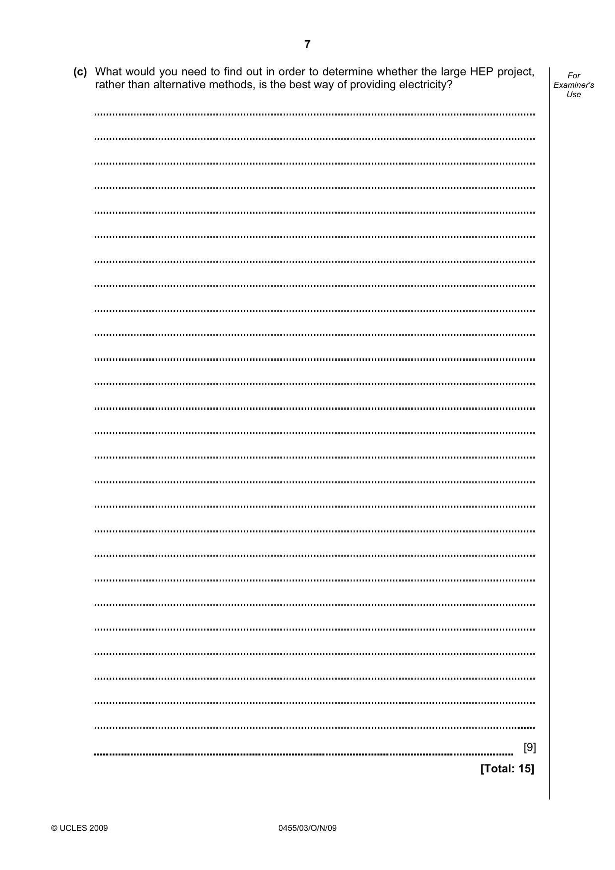 Cambridge IGCSE Economics 0455 2009 Oct/Nov Paper 3 · Variant 1 question paper, page 7 of 8