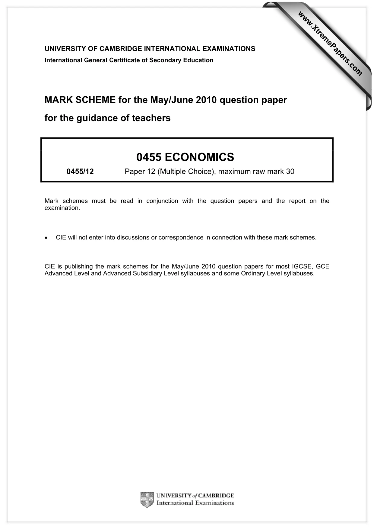 Mark scheme, page 1 of 2