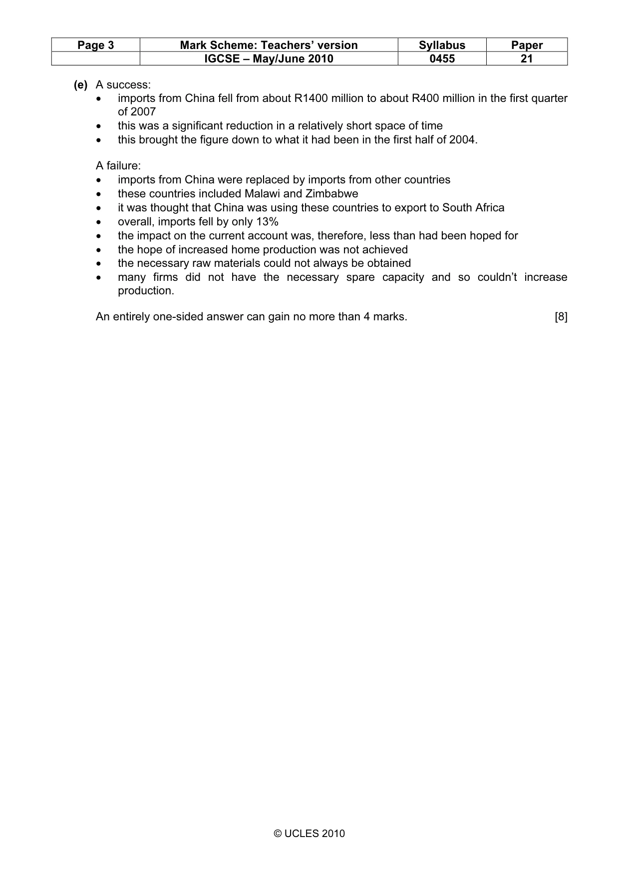 Mark scheme, page 3 of 9