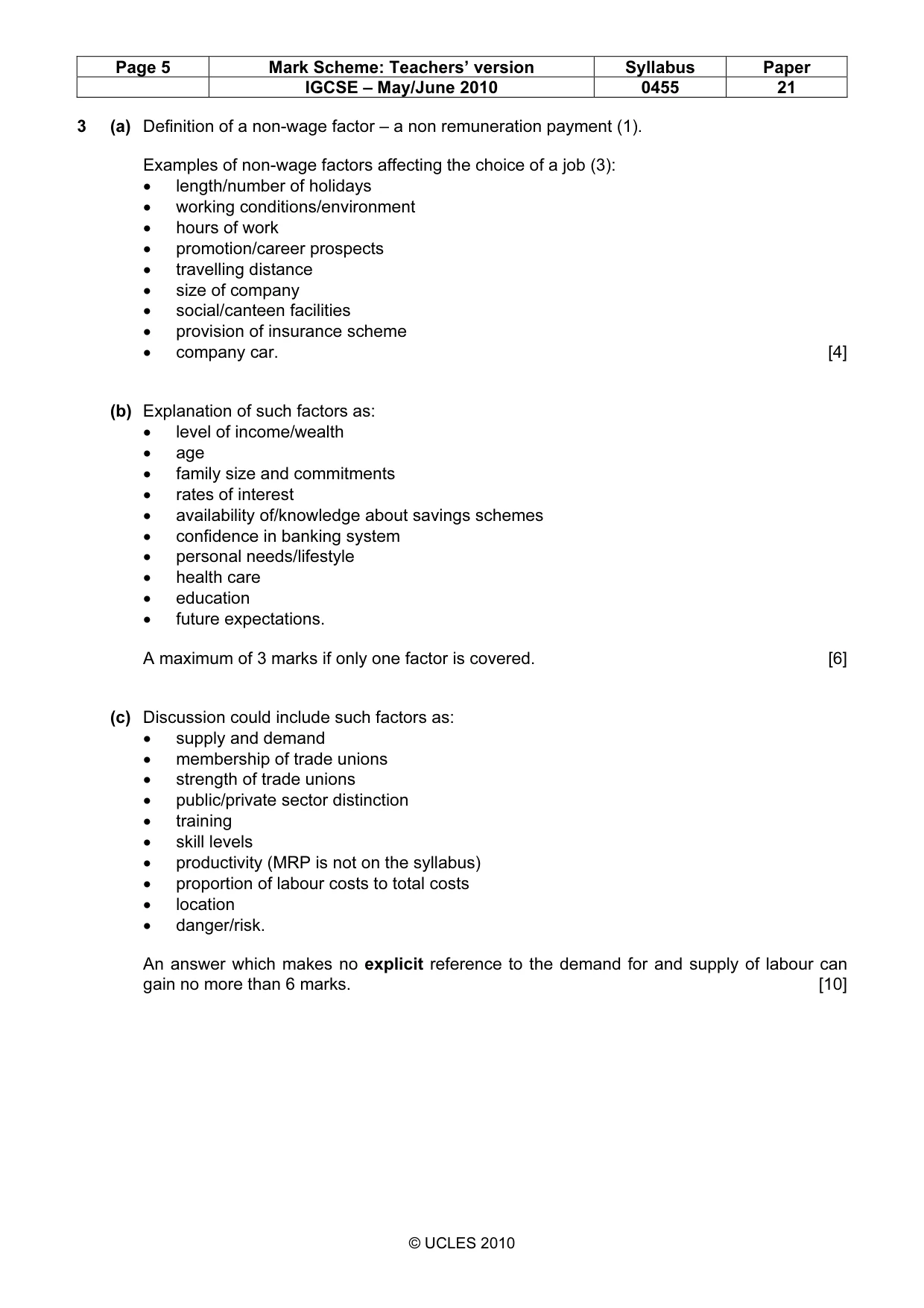 Mark scheme, page 5 of 9