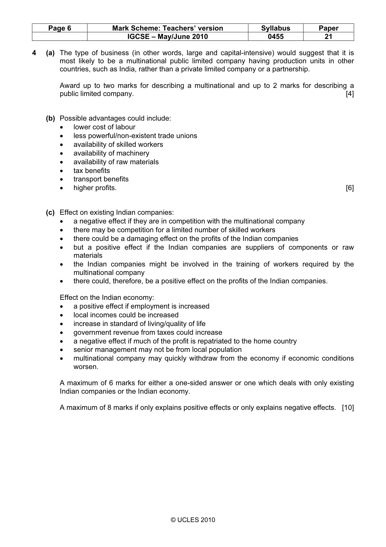 Mark scheme, page 6 of 9