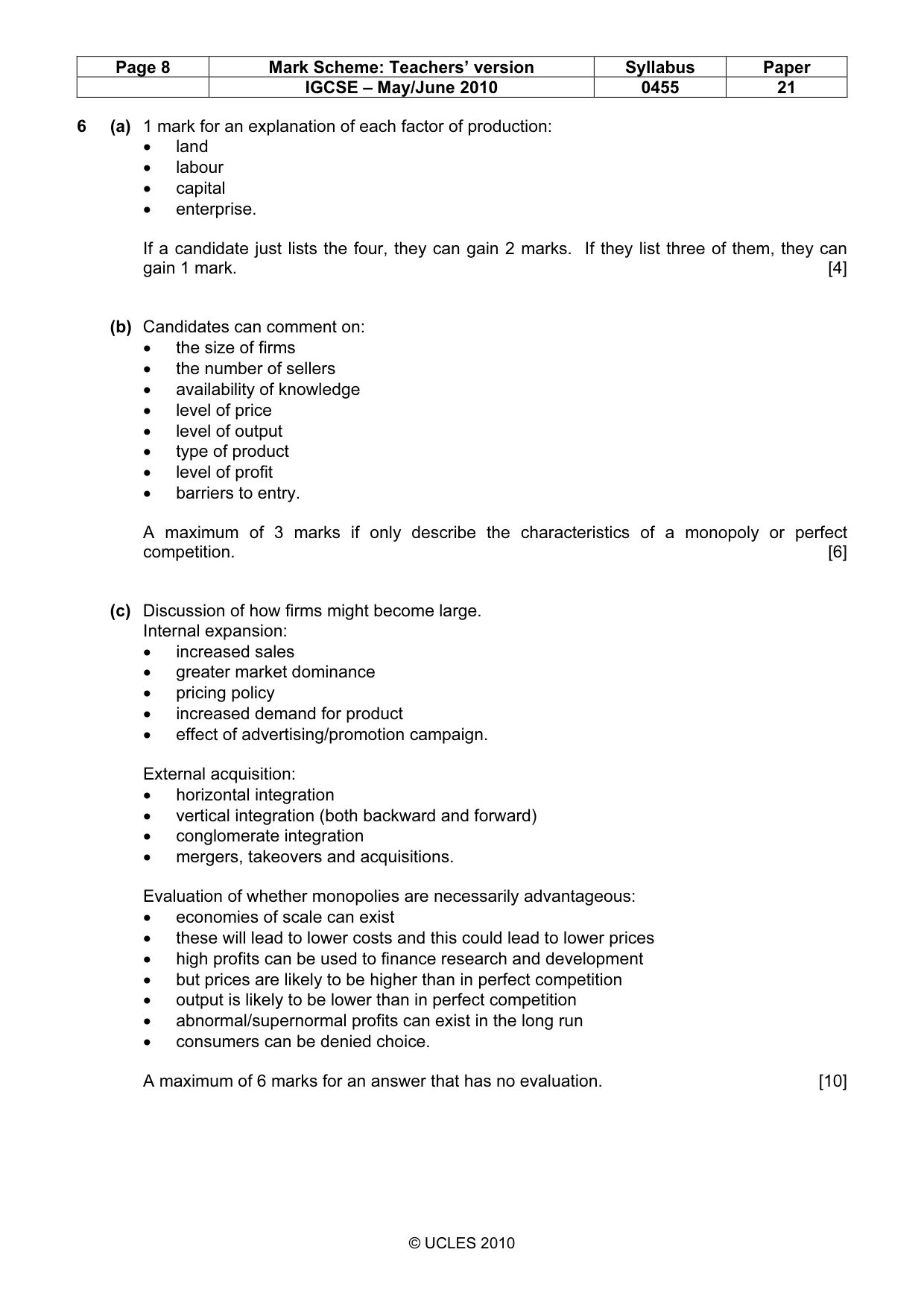 Mark scheme, page 8 of 9