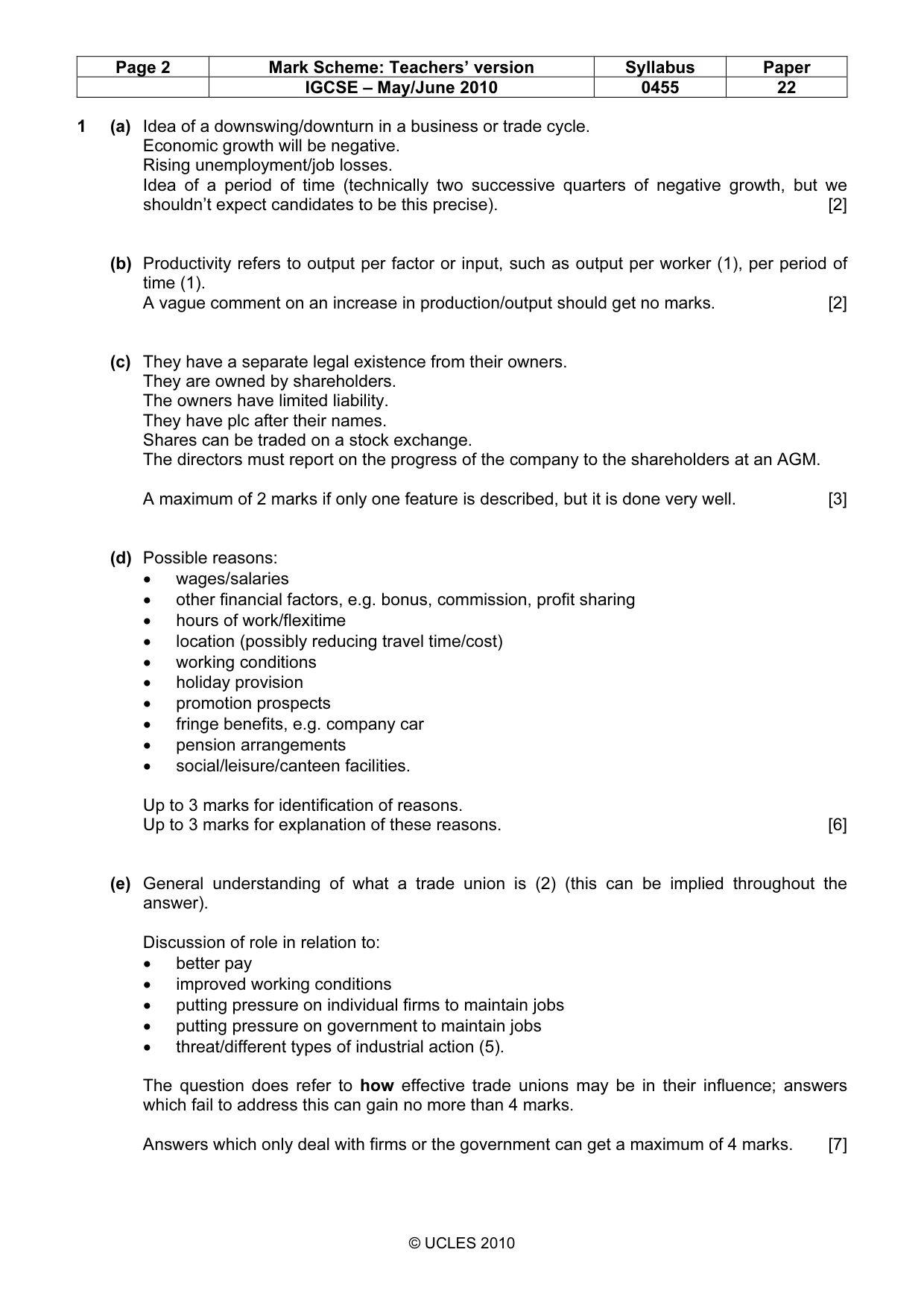 Mark scheme, page 2 of 8