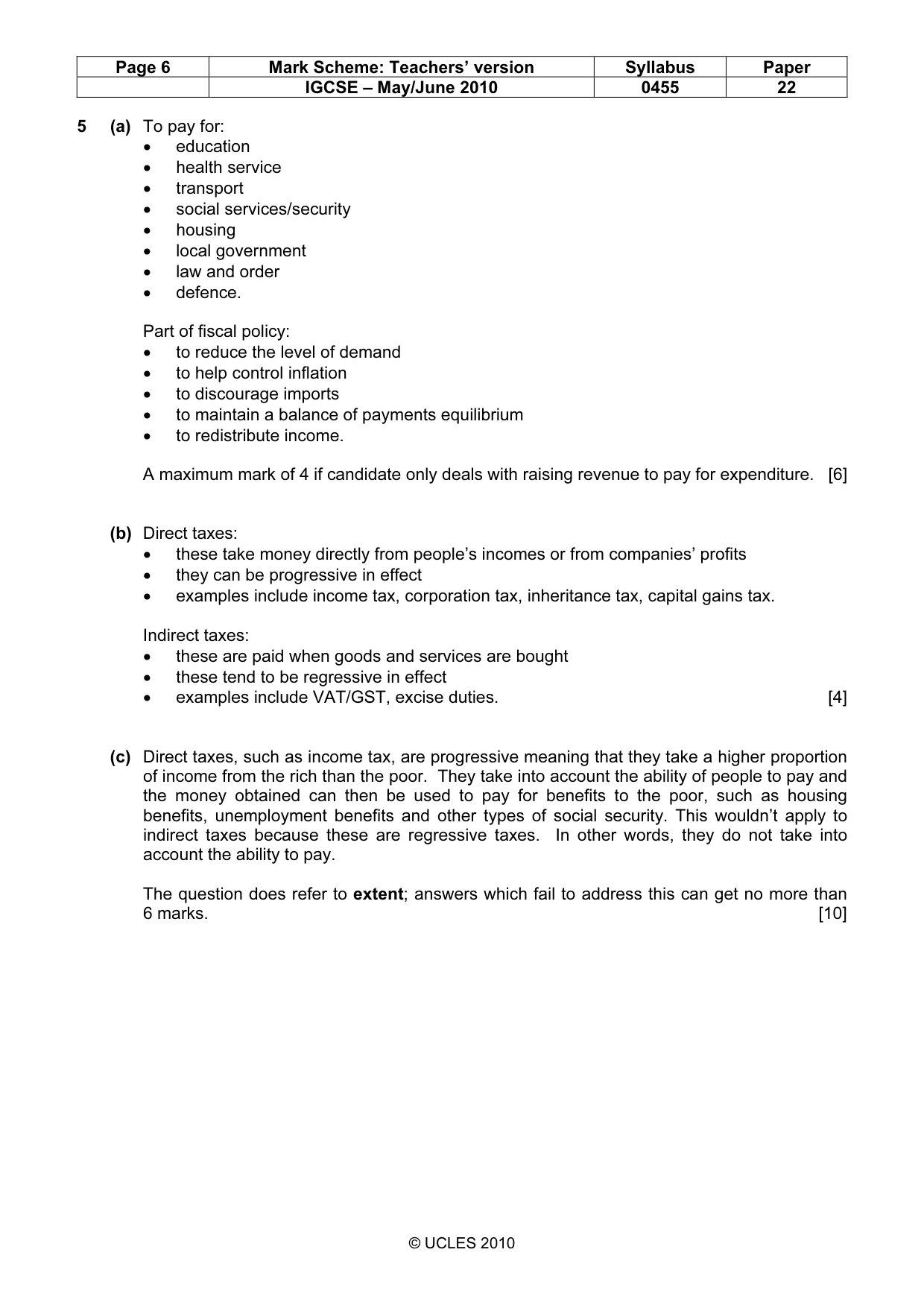 Mark scheme, page 6 of 8