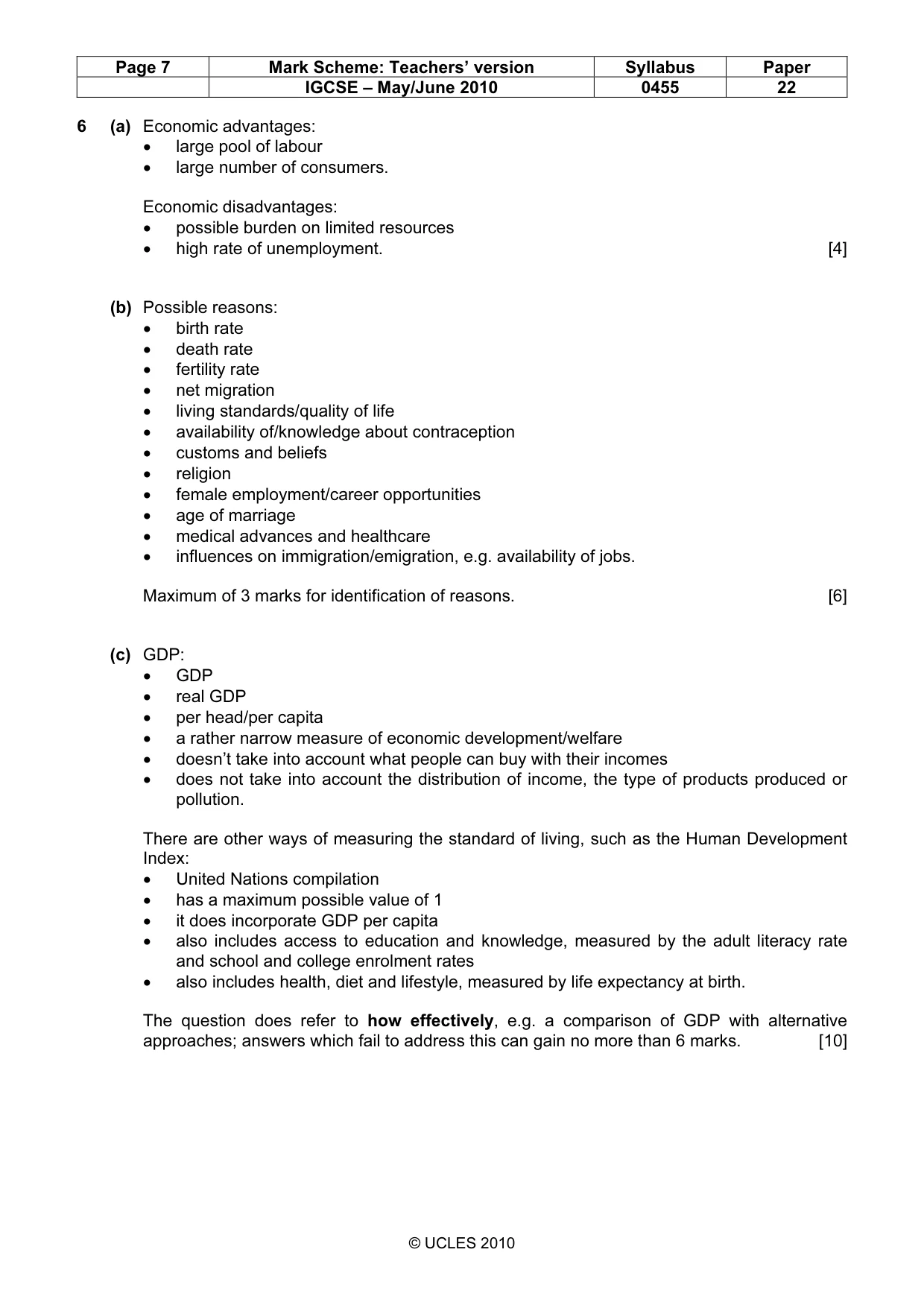 Mark scheme, page 7 of 8
