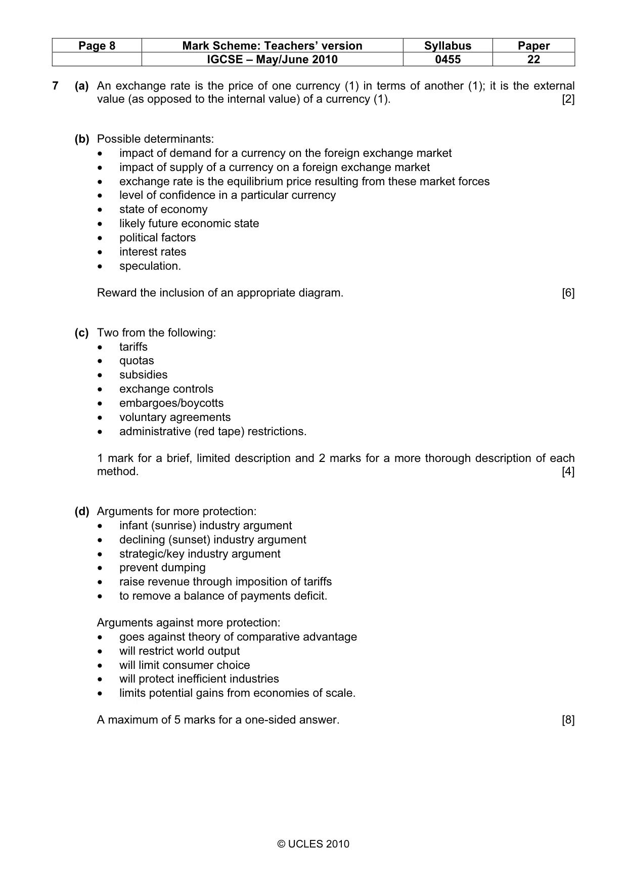 Mark scheme, page 8 of 8