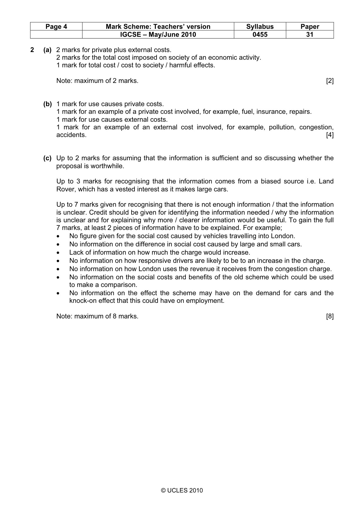Mark scheme, page 4 of 4