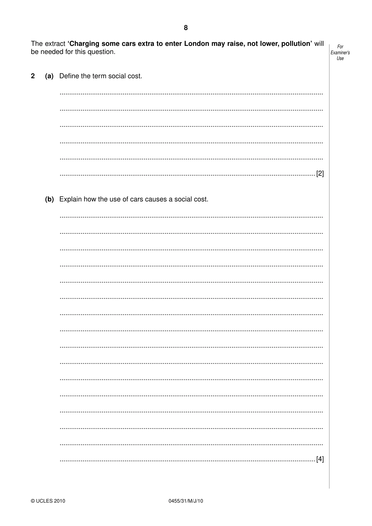 Cambridge IGCSE Economics 0455 2010 May/June Paper 3 · Variant 1 question paper, page 8 of 12