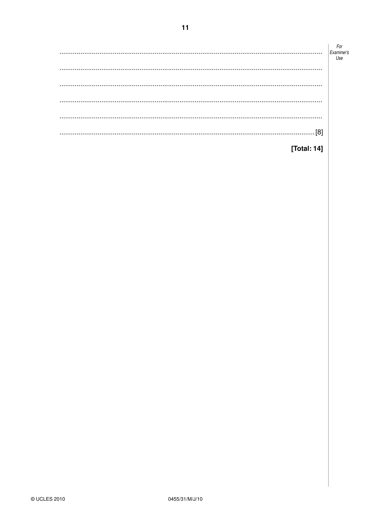 Cambridge IGCSE Economics 0455 2010 May/June Paper 3 · Variant 1 question paper, page 11 of 12