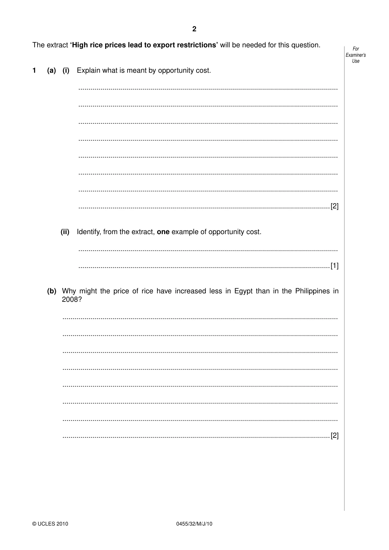 Cambridge IGCSE Economics 0455 2010 May/June Paper 3 · Variant 2 question paper, page 2 of 8