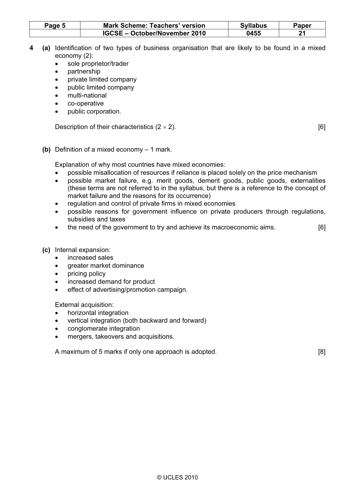 Mark scheme, page 5 of 8