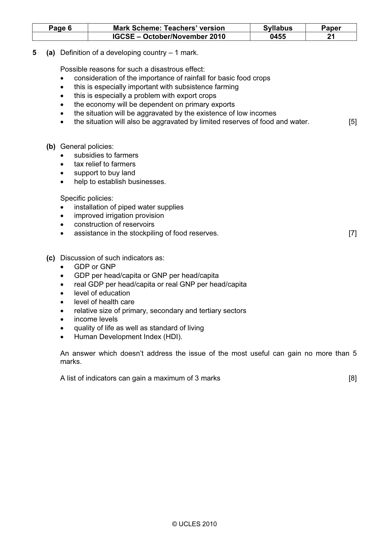 Mark scheme, page 6 of 8