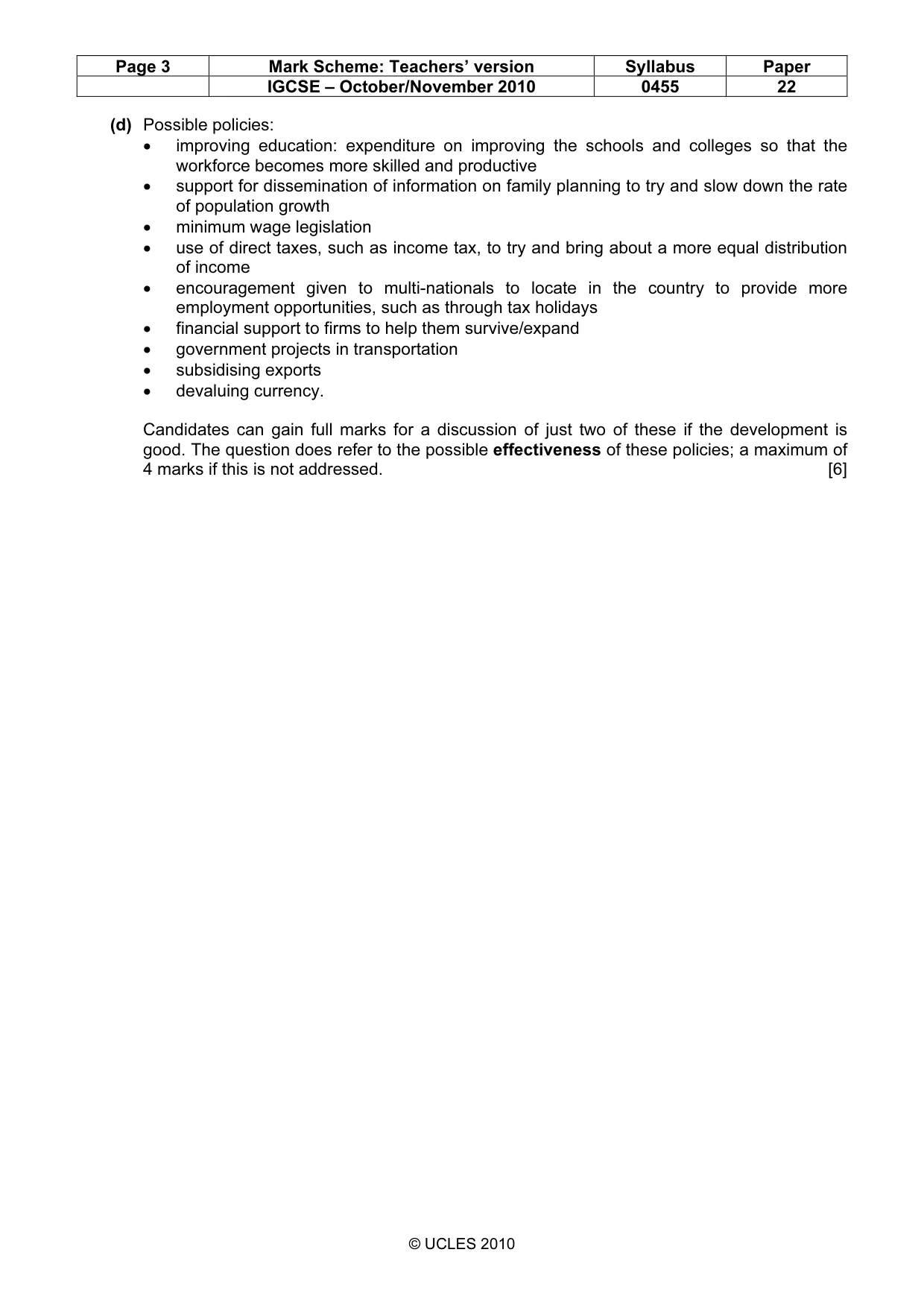 Mark scheme, page 3 of 9