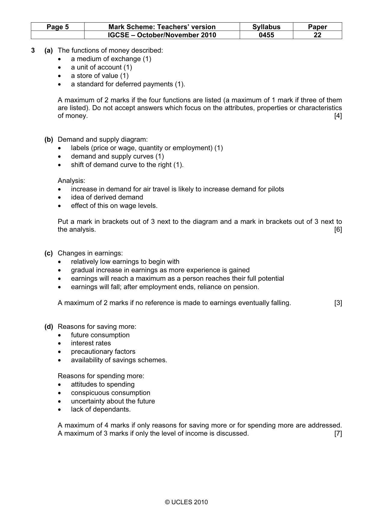 Mark scheme, page 5 of 9