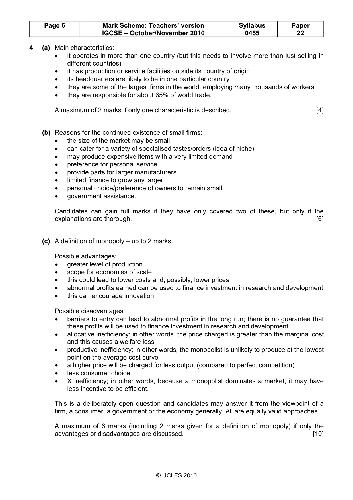 Mark scheme, page 6 of 9